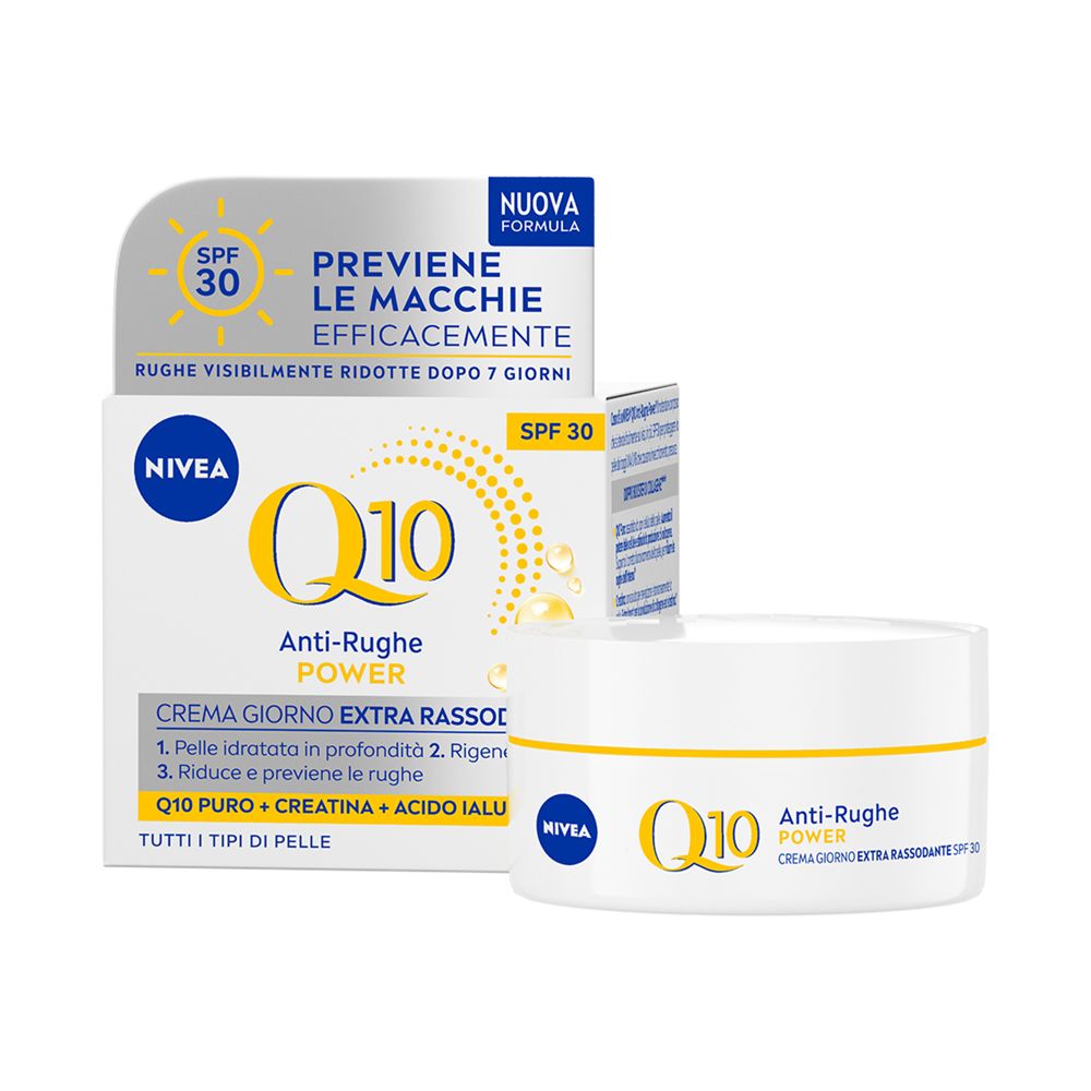 Nivea Q10 Anti-Rughe Power Crema Giorno Extra Rassodante SPF 30 50 ml, Crema viso antirughe