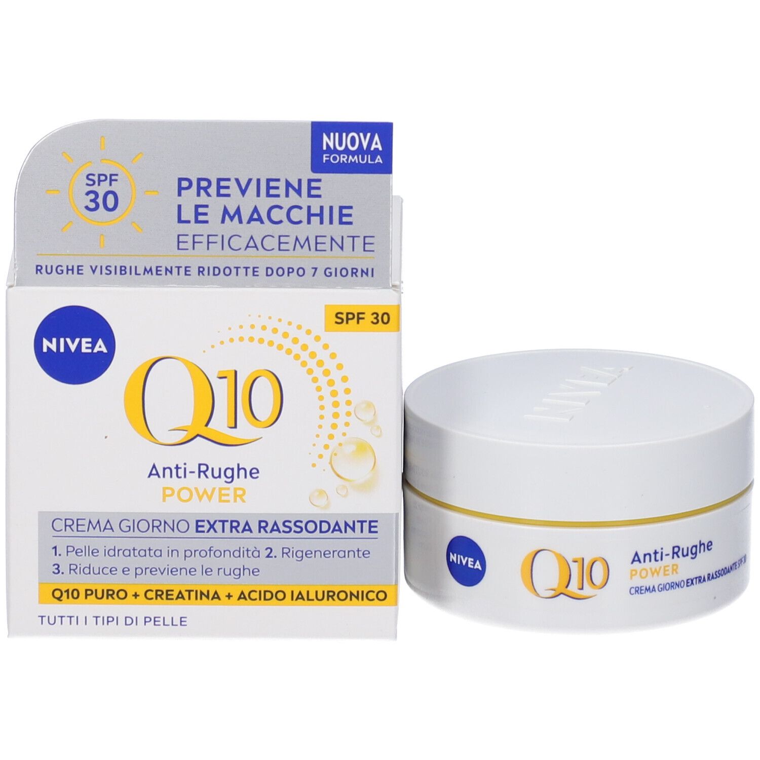 Nivea Q10 Anti-Rughe Power Crema Giorno Extra Rassodante SPF 30 50 ml, Crema viso antirughe
