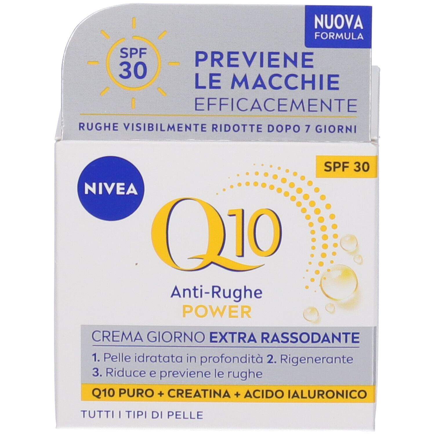Nivea Q10 Anti-Rughe Power Crema Giorno Extra Rassodante SPF 30 50 ml, Crema viso antirughe
