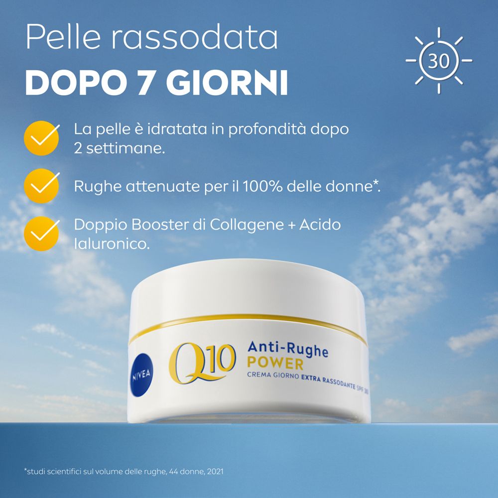 Nivea Q10 Anti-Rughe Power Crema Giorno Extra Rassodante SPF 30 50 ml, Crema viso antirughe