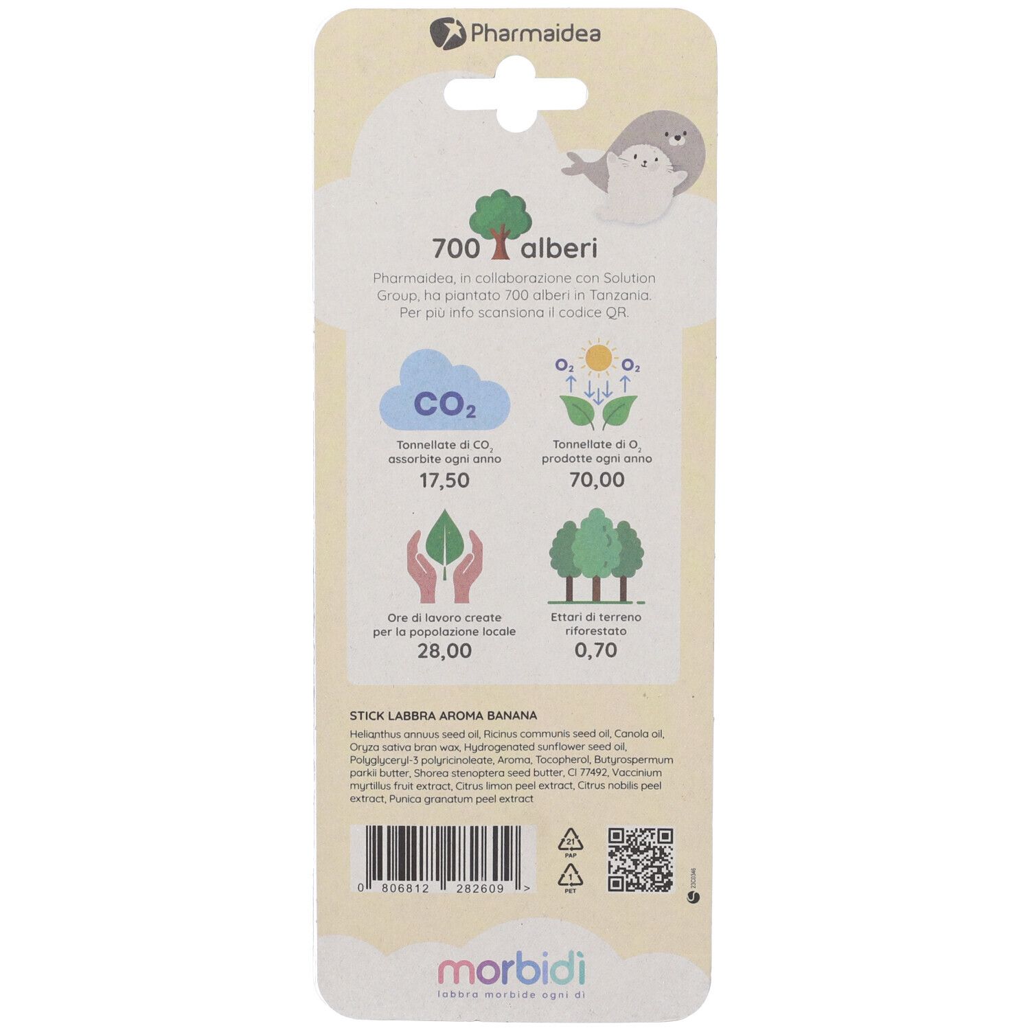Morbidì Stick Labbra Idratante Protettivo Banana 100% Naturale