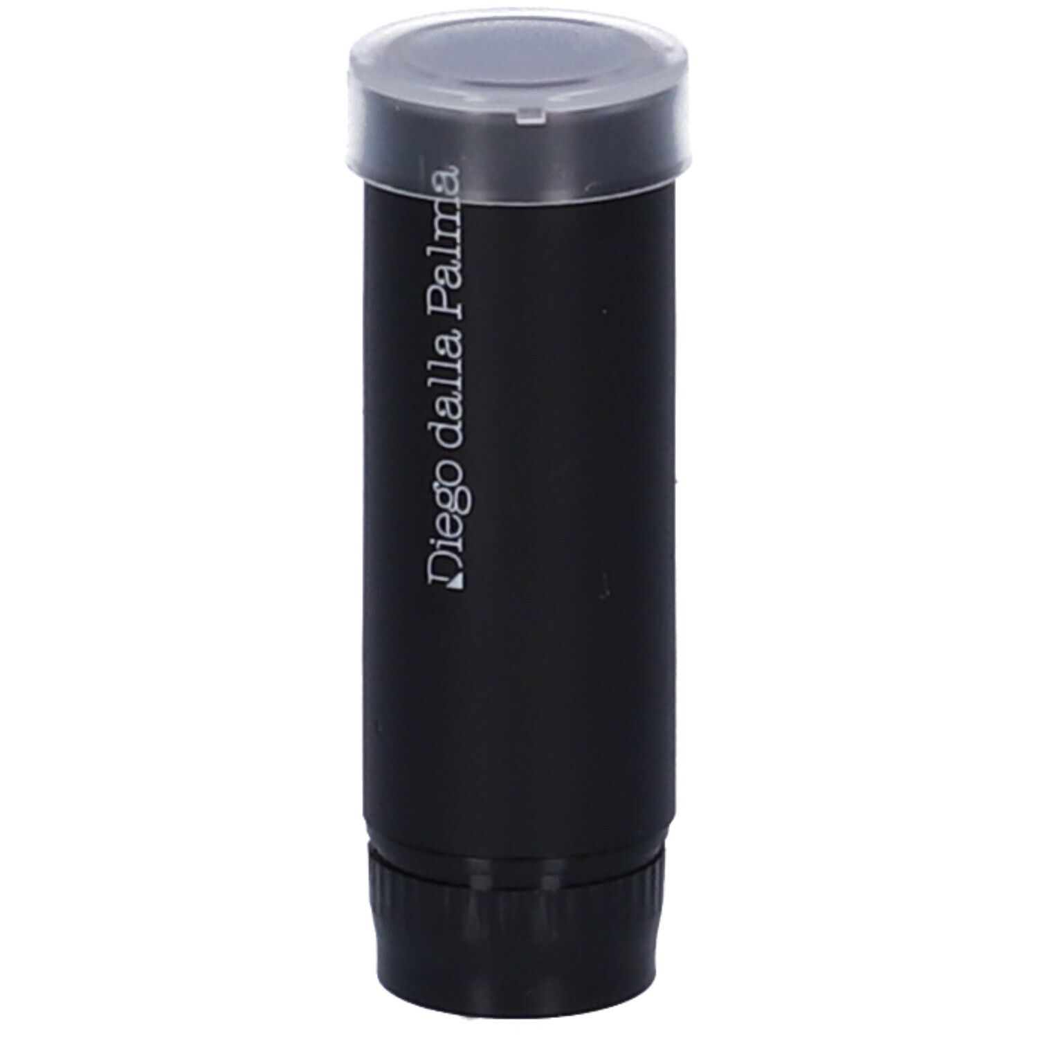 Ricarica rossetto nera con coperchio trasparente. Scritta: Diego dalla Palma.