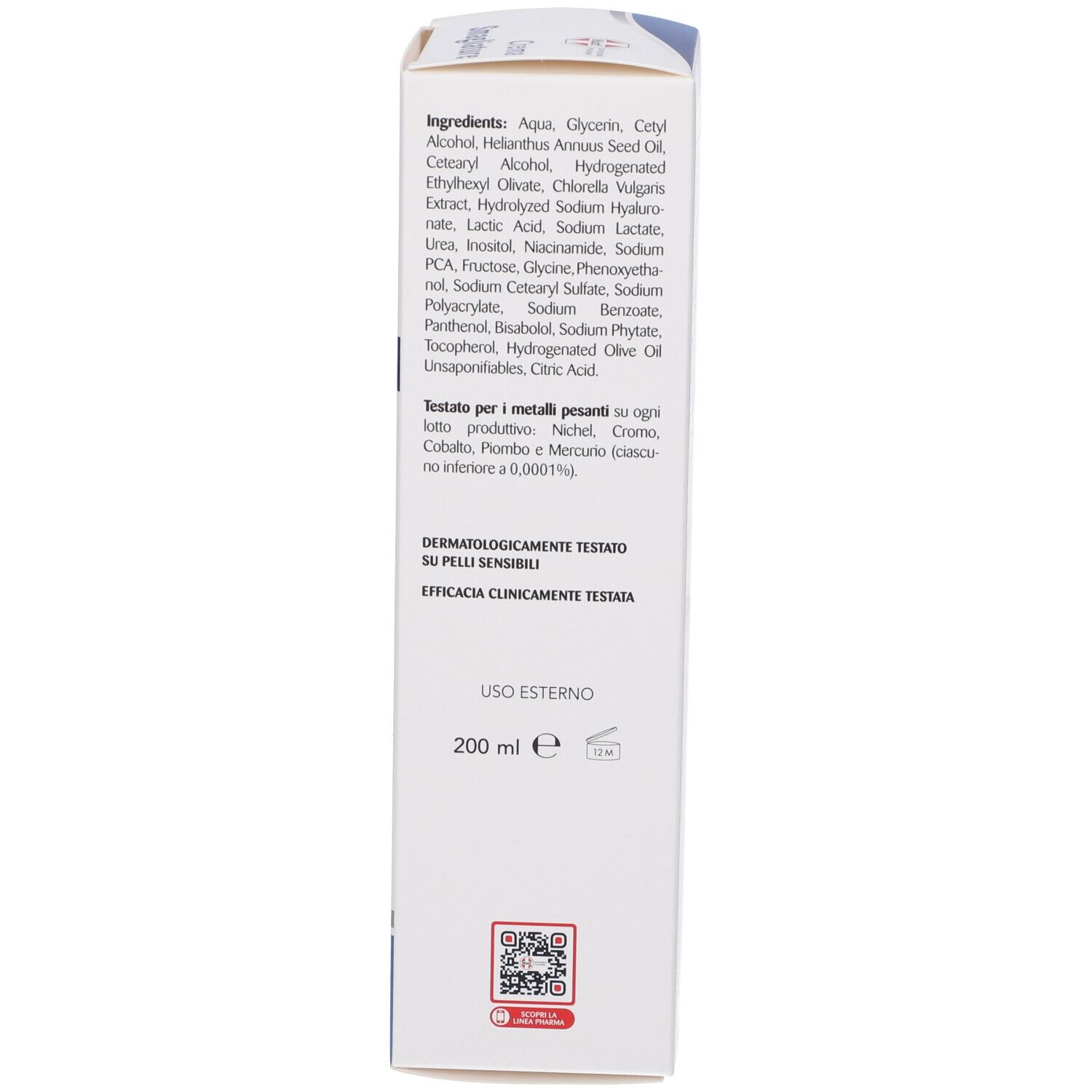 Retro della scatola Matt Crema Smagliature con ingredienti e volume.