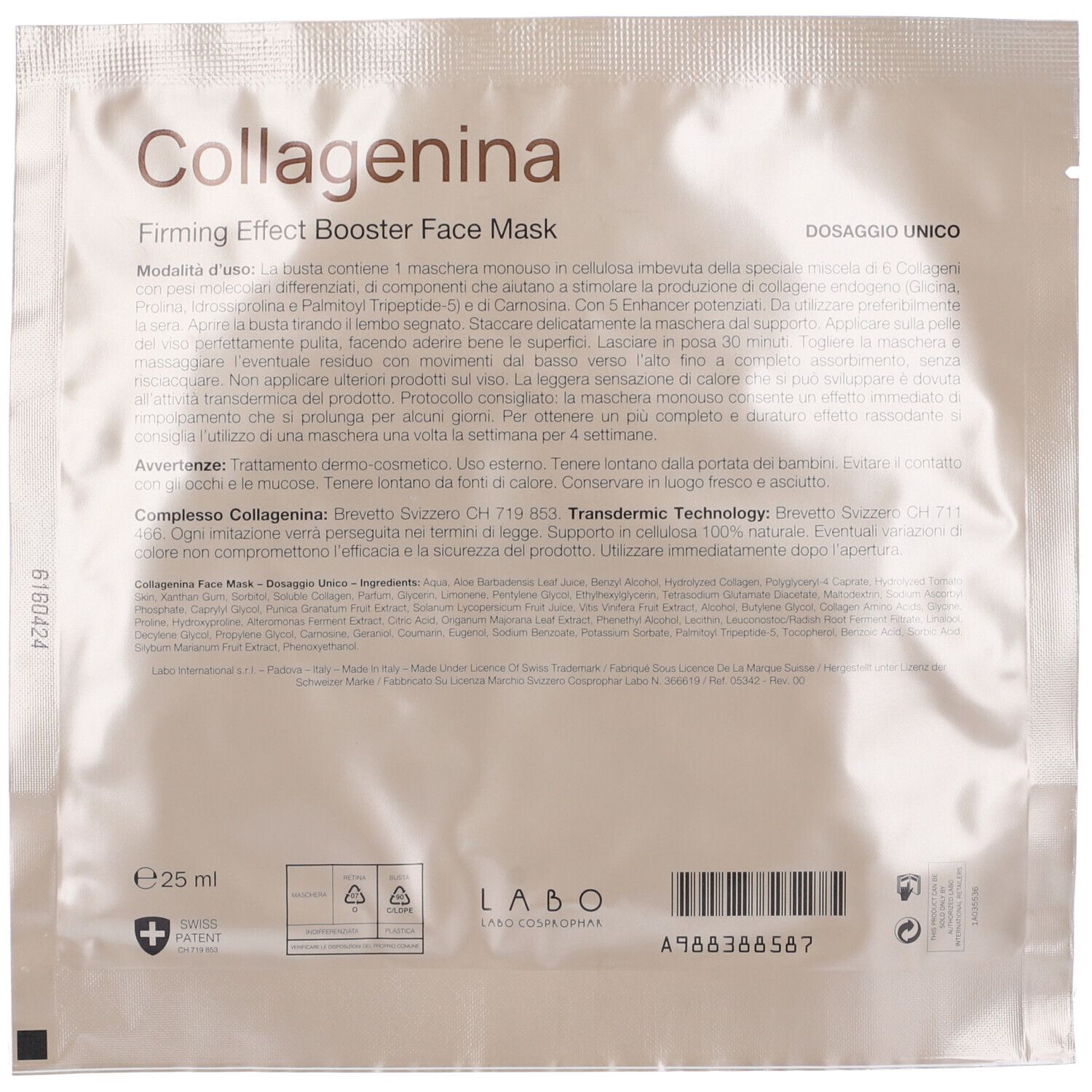 Labo Collagenina Firming Effect Booster Maschera Viso - risparmia il 20% con il codice: SWISSE20