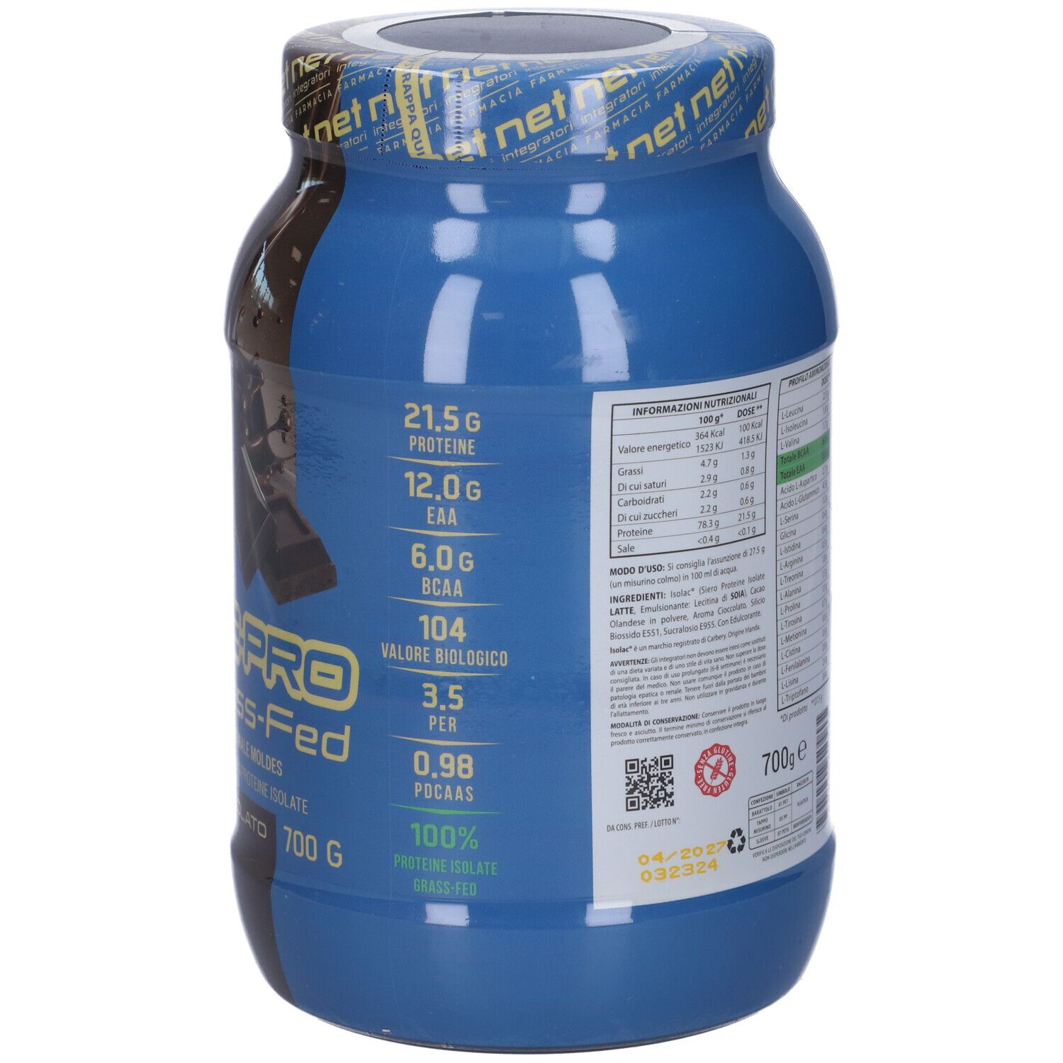 Net Integratori Farmacia Isolate Pro Grass Fed Cioccolato