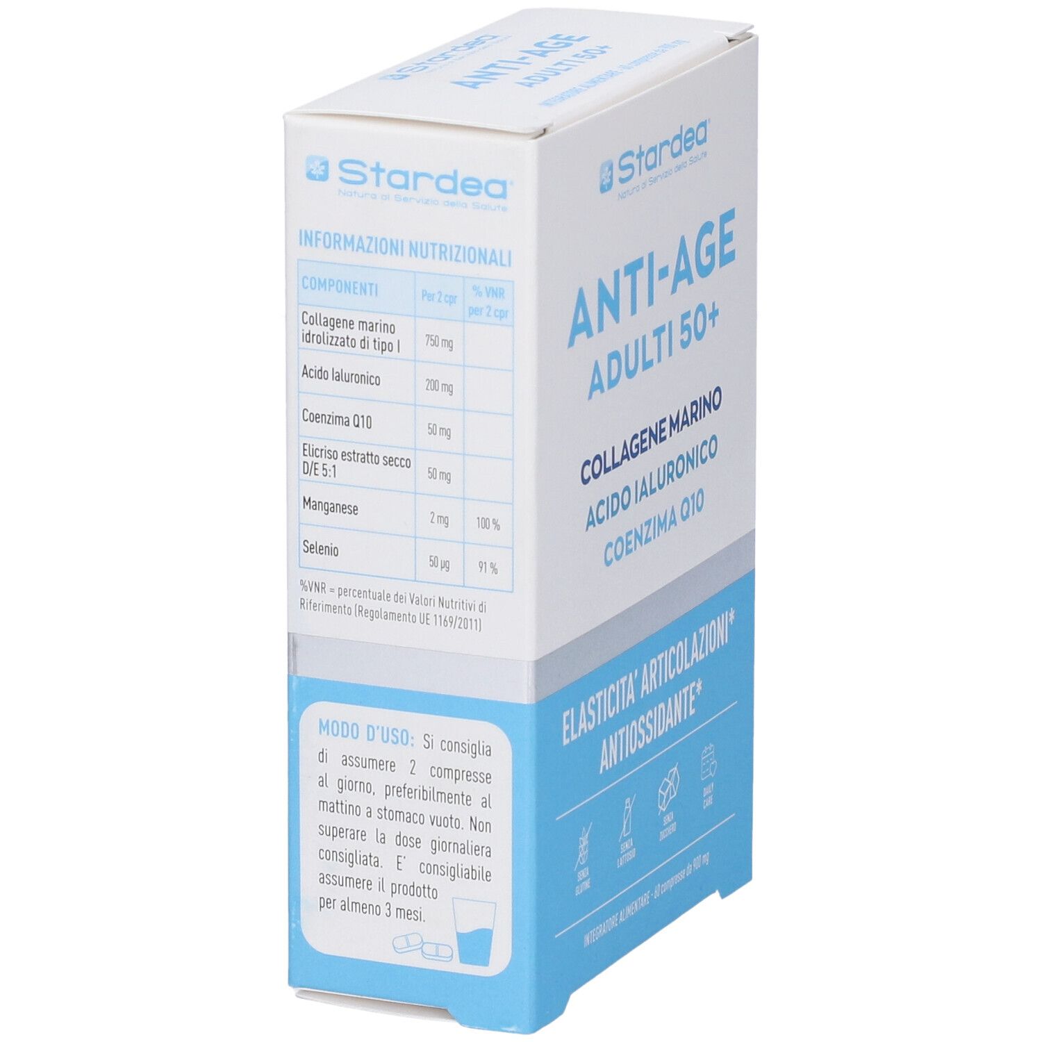 Stardea Anti-Age Compresse - Integratore Alimentare Collagene Marino Coenzima Q10 Acido Ialuronico