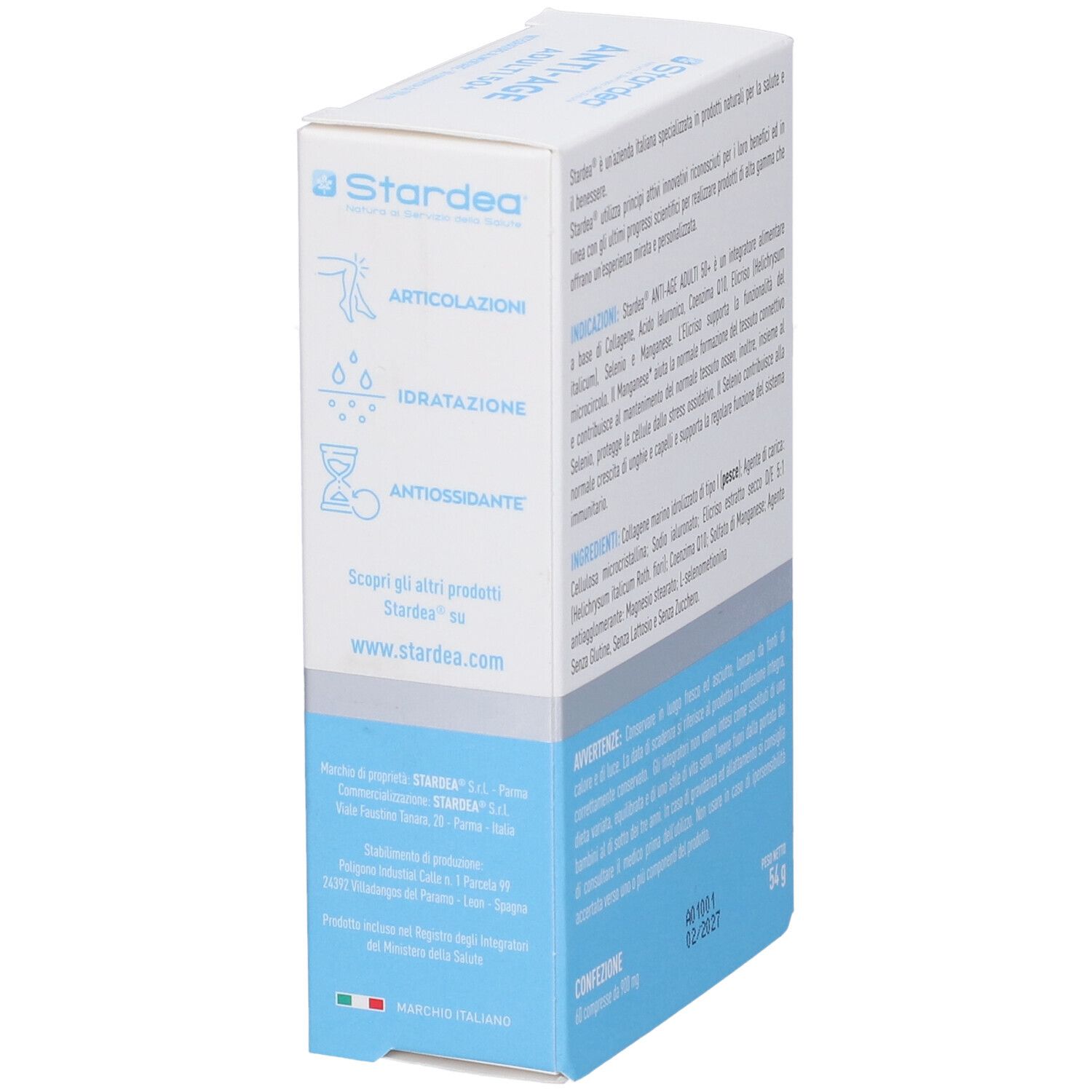 Stardea Anti-Age Compresse - Integratore Alimentare Collagene Marino Coenzima Q10 Acido Ialuronico