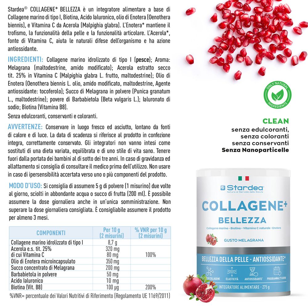 Stardea Collagene + Bellezza Polvere - a Base di Collagene Marino e Acido Ialuronico per la Bellezza della Pelle - risparmia il 10% con il codice: Stardea10