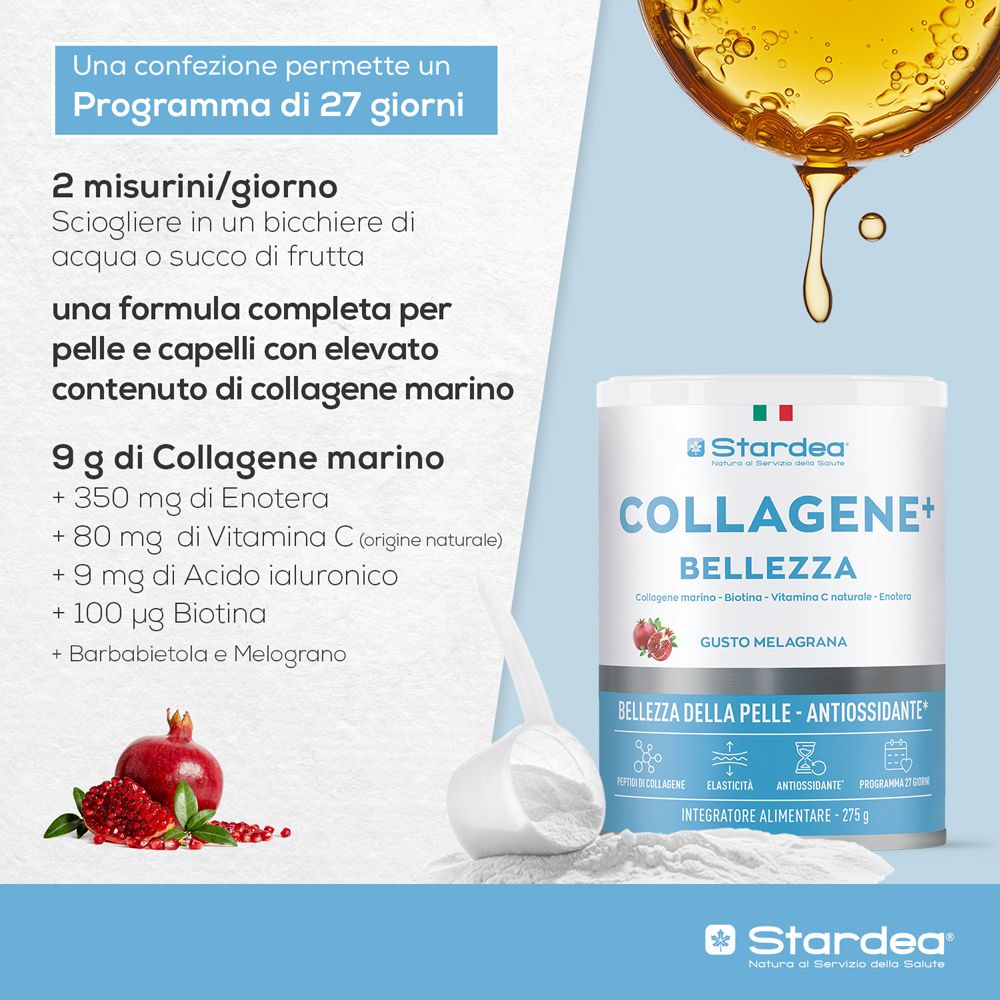Stardea Collagene + Bellezza Polvere - a Base di Collagene Marino e Acido Ialuronico per la Bellezza della Pelle - risparmia il 10% con il codice: Stardea10