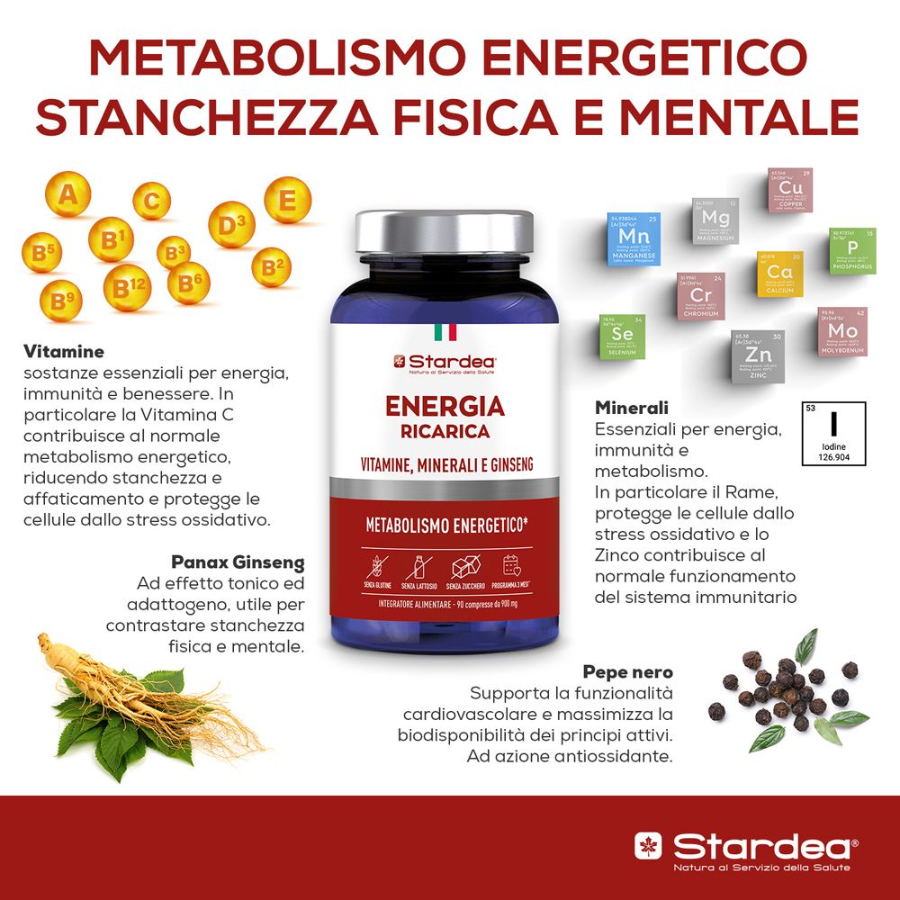 Stardea Energia Ricarica Compresse - Integratore Alimentare Con Vitamine, Minerali E Ginseng - risparmia il 10% con il codice: Stardea10