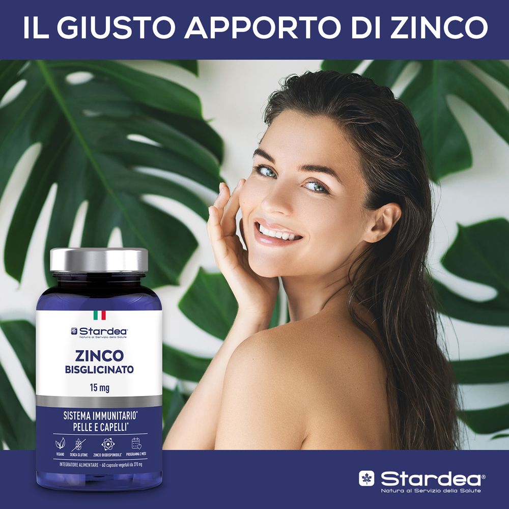 Stardea Zinco Bisglicinato 15 Mg - Integratore Alimentare per il Sistema Immunitario, Pelle e Capelli