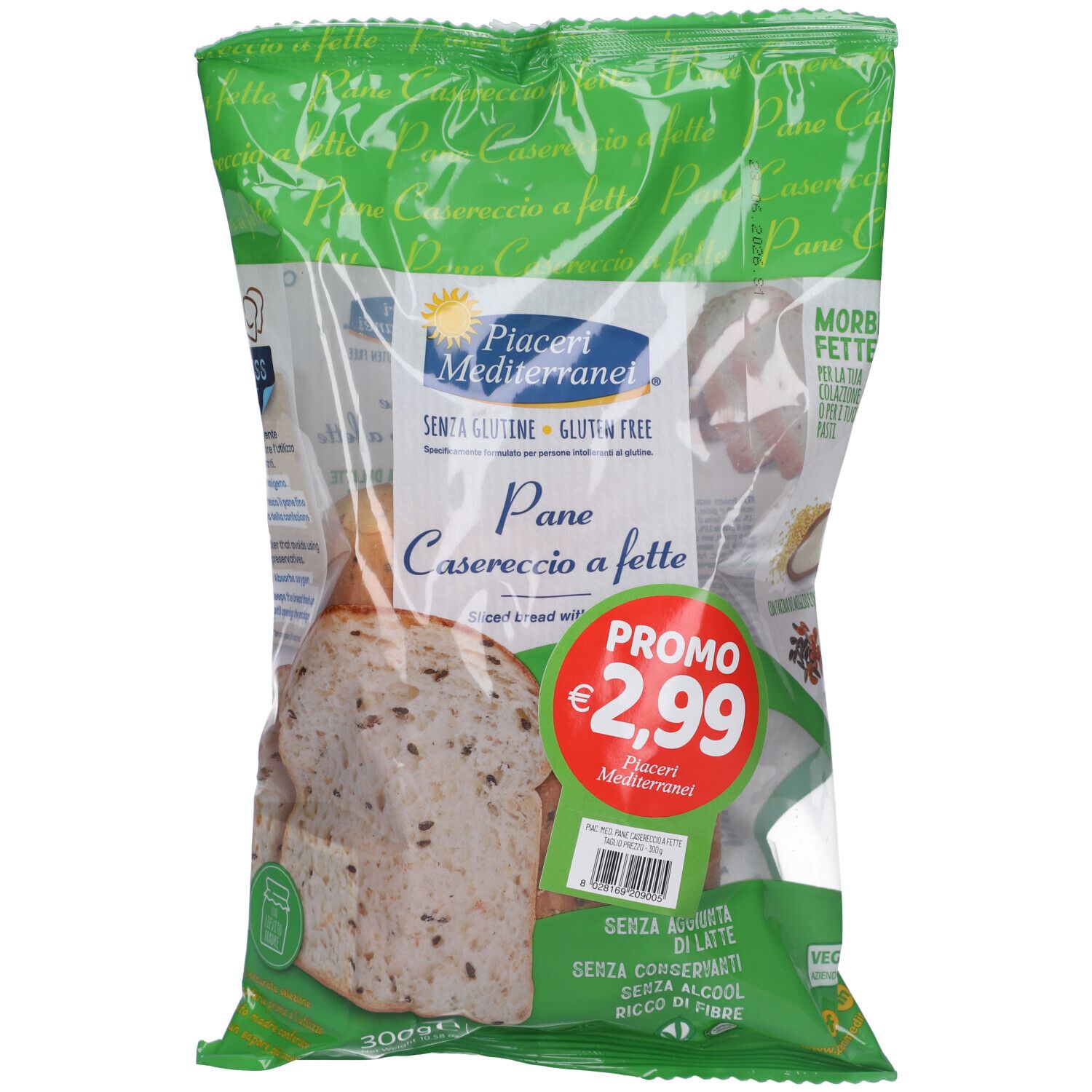 Piaceri Mediterranei Pane Casereccio a Fette Senza Glutine