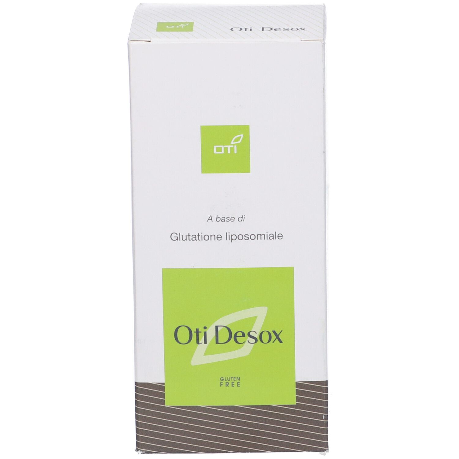 Scatola bianca con logo verde e nome del prodotto. Indicazione senza glutine.