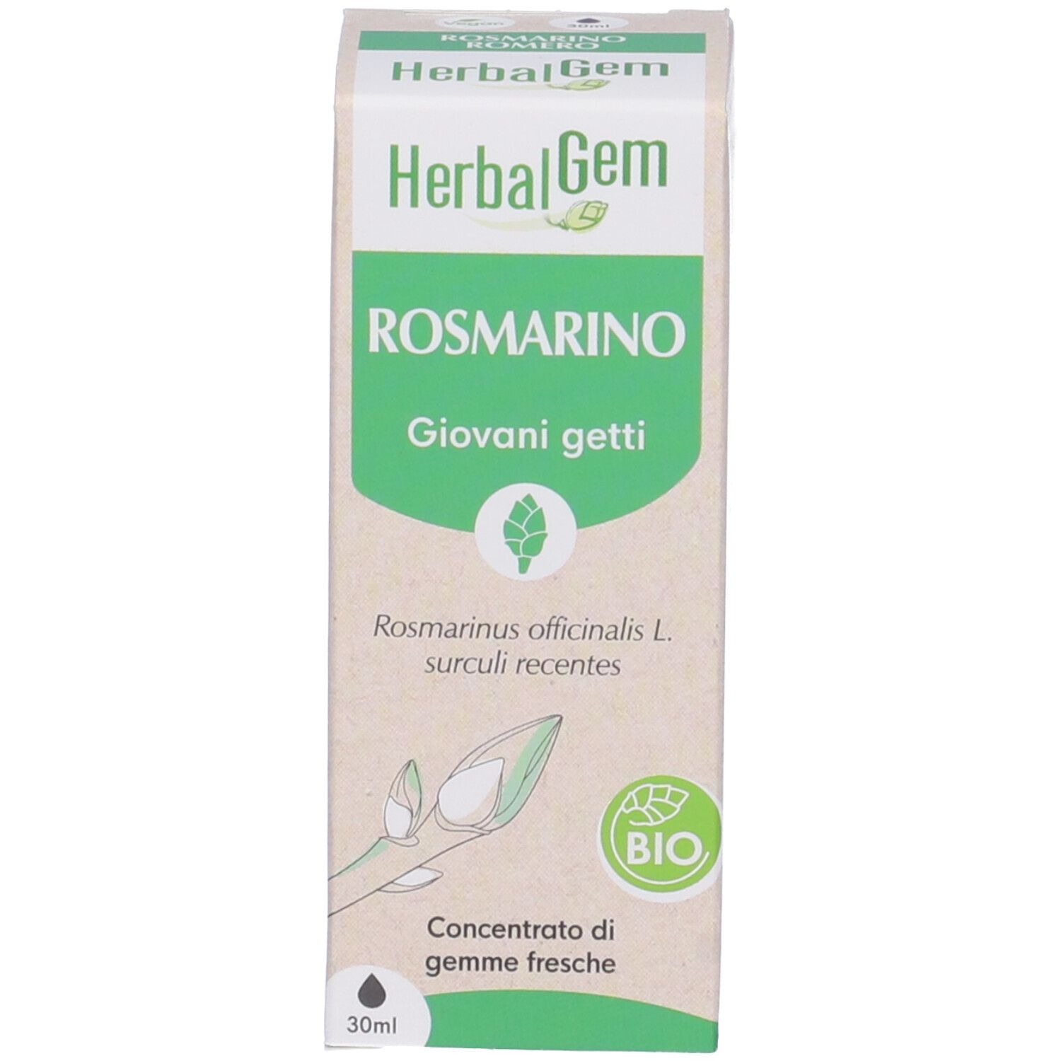 Herbalgem Rosmarino Giovani Getti Concentrato di Gemme Fresche Gocce