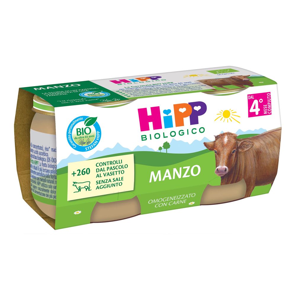 Hipp Bio Omogeneizzato Manzo 2 Pezzi Da 80 G
