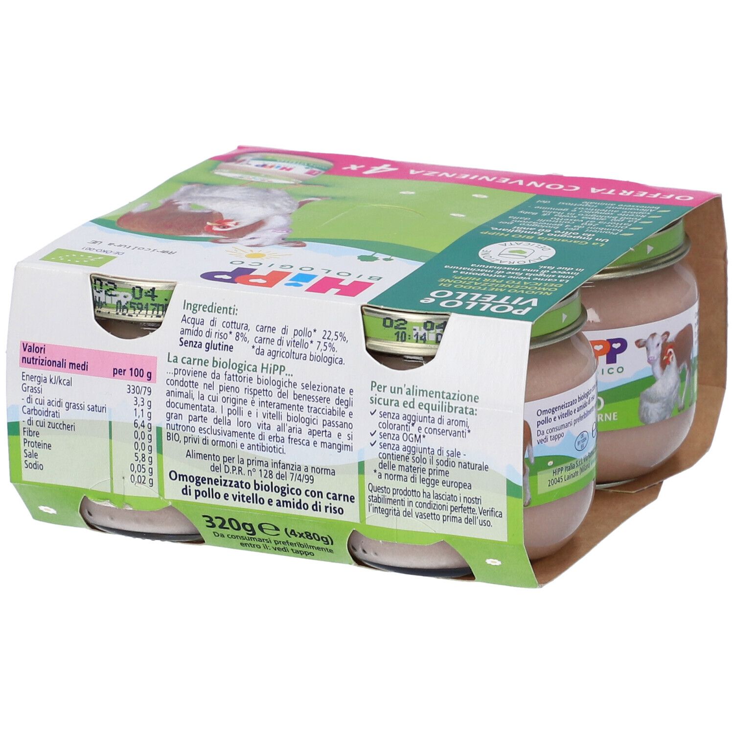Hipp Bio Omogeneizzato Pollo Vitello 4m+