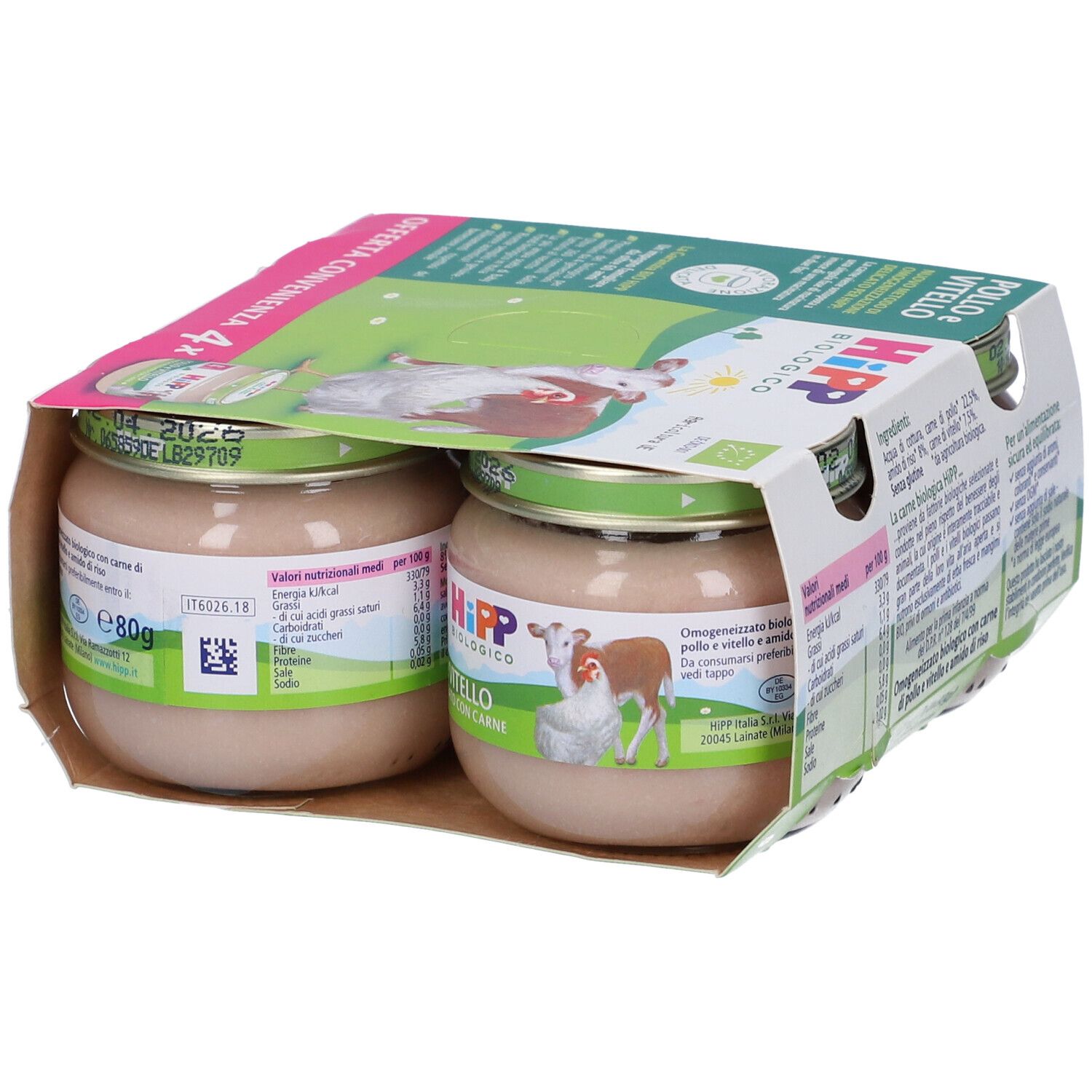 Hipp Bio Omogeneizzato Pollo Vitello 4m+