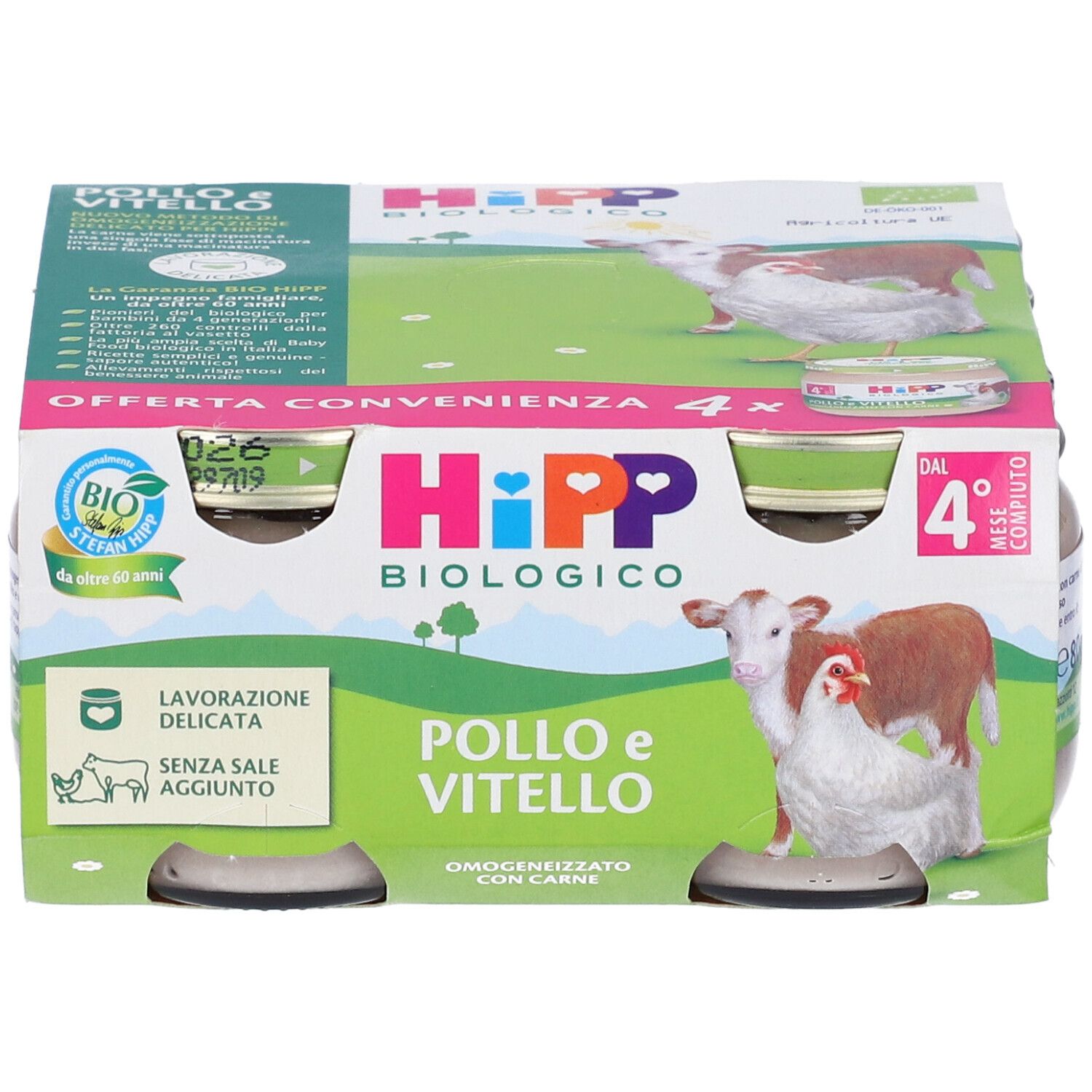Hipp Bio Omogeneizzato Pollo Vitello 4m+