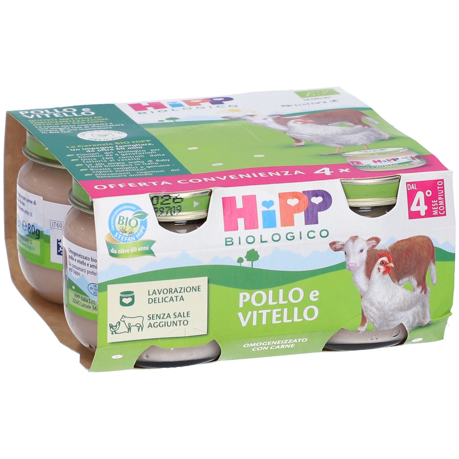 Hipp Bio Omogeneizzato Pollo Vitello 4m+