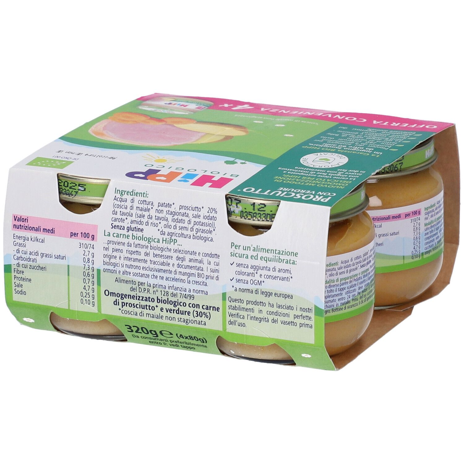 Hipp Bio Omogeneizzato Prosciutto Con Verdure 4m+