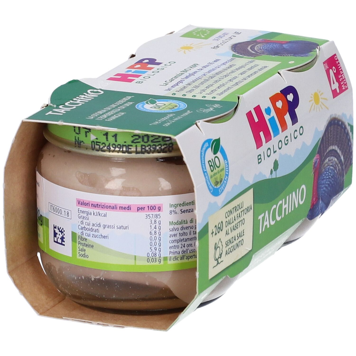 Hipp Bio Omogeneizzato Tacchino 2 Pezzi Da 80 G