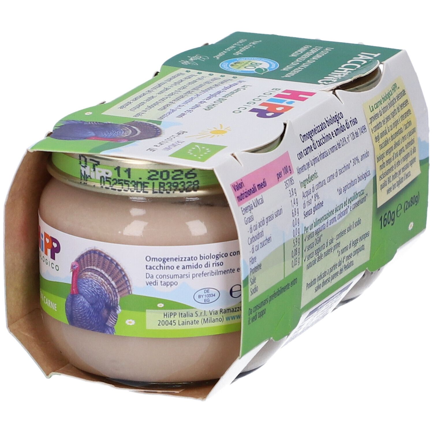 Hipp Bio Omogeneizzato Tacchino 2 Pezzi Da 80 G