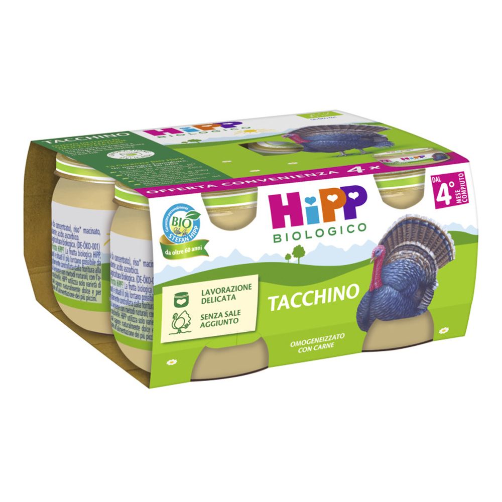 Hipp Bio Omogeneizzato Tacchino 4 Pezzi Da 80 G