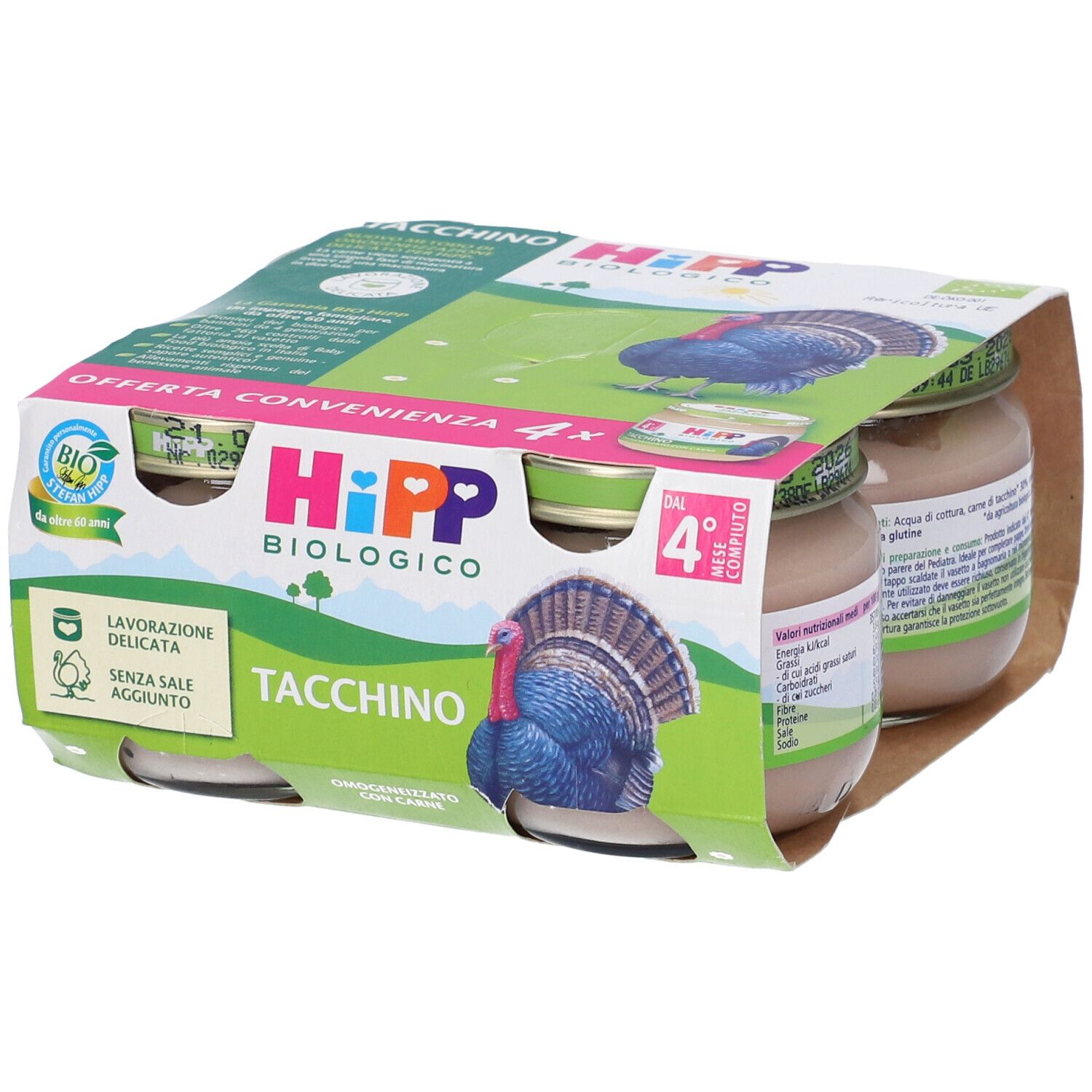 Hipp Bio Omogeneizzato Tacchino 4 Pezzi Da 80 G