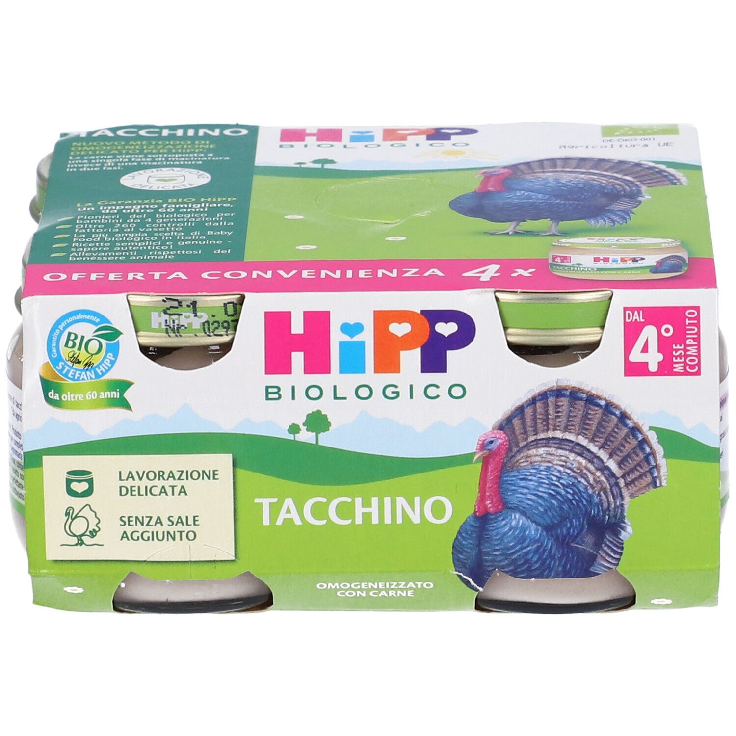 Hipp Bio Omogeneizzato Tacchino 4 Pezzi Da 80 G
