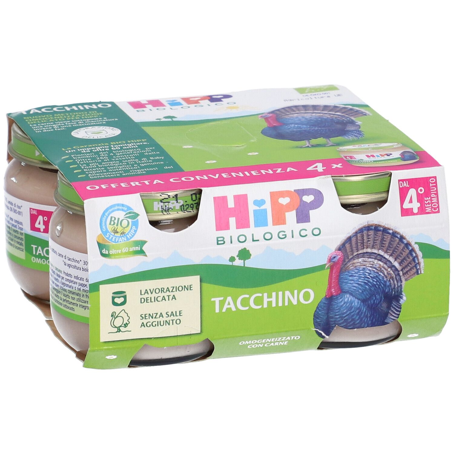Hipp Bio Omogeneizzato Tacchino 4 Pezzi Da 80 G