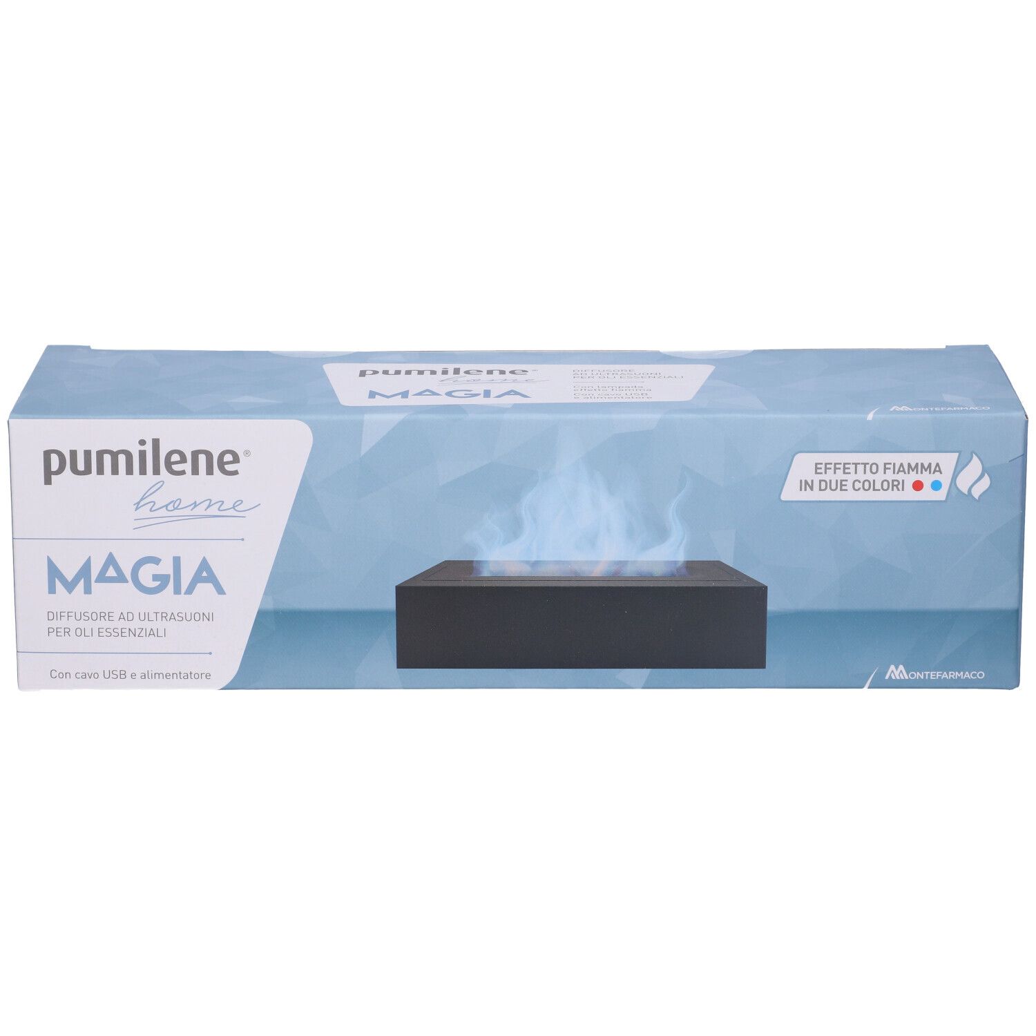 Scatola diffusore Pumilene Magia con effetto fiamma in due colori.