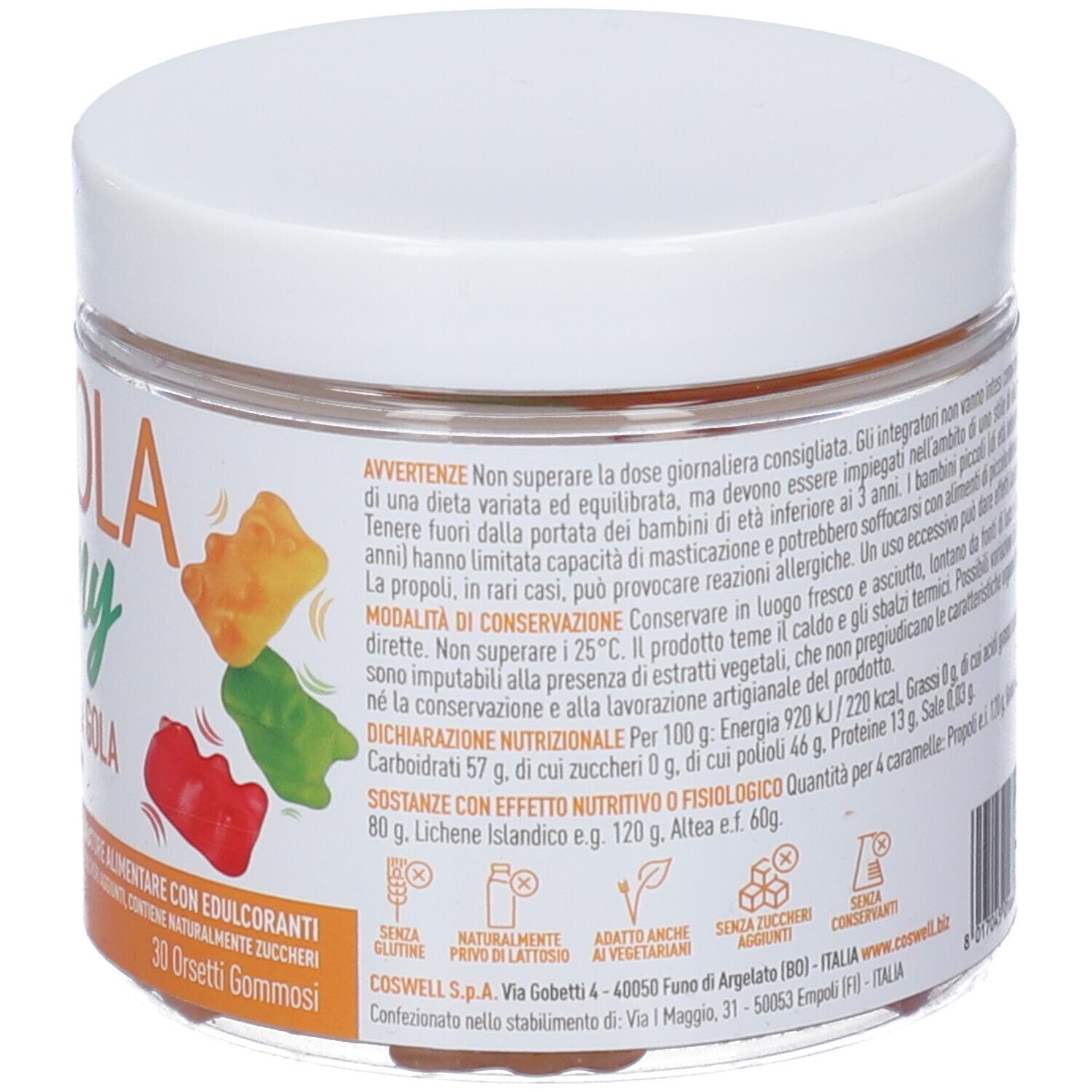 Lenigola Gummy Orsetti Gommosi Gusti Mela Verde, Arancia e Fragola