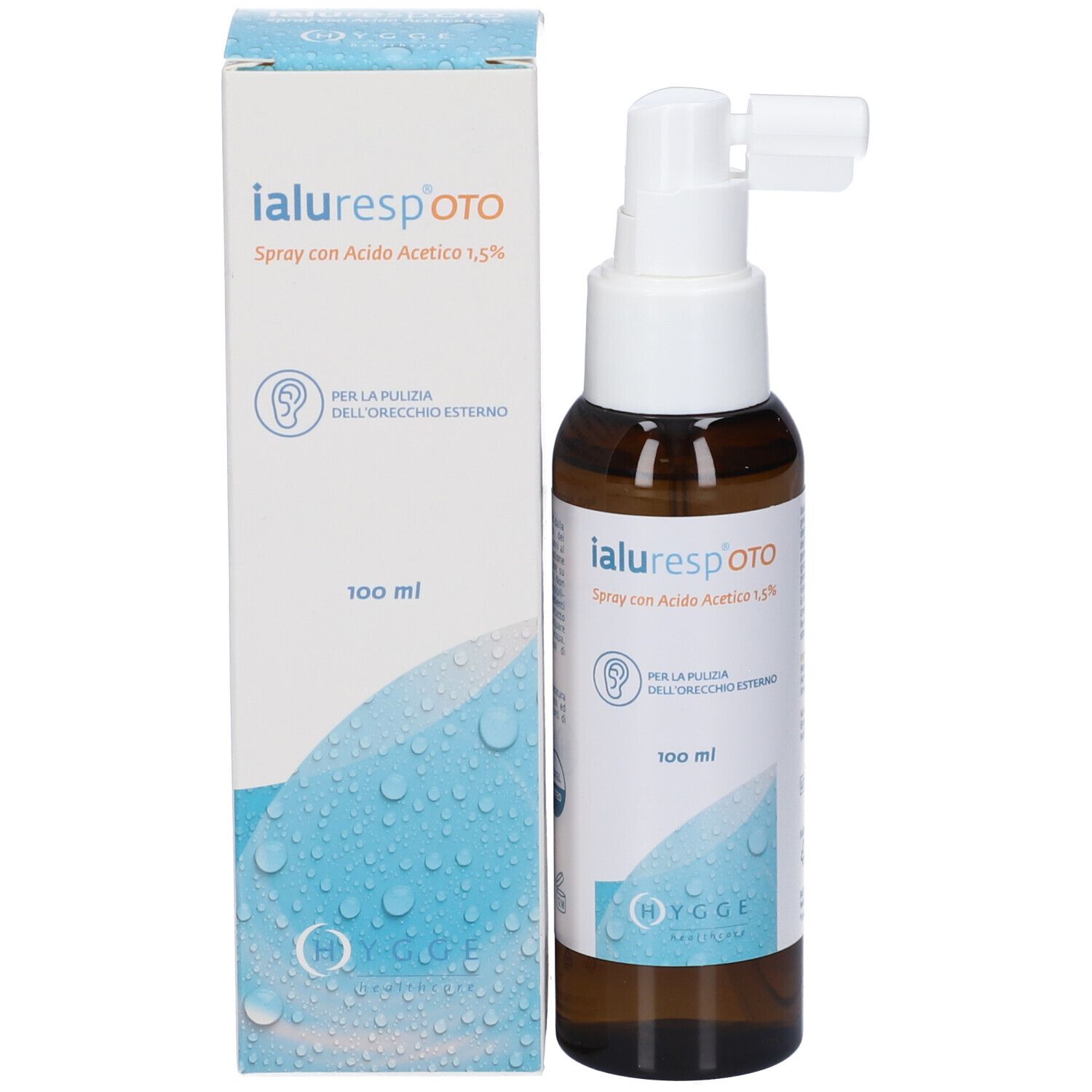 Ialuresp OTO Spray con Acido Acetico 1,5%, 100 ml, per la pulizia del condotto uditivo esterno.