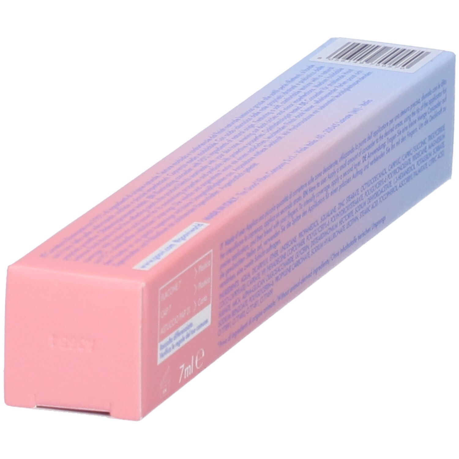 Confezione del correttore GOOVI 03, in diagonale. Sfumatura rosa e blu. Scritta: 7ml.