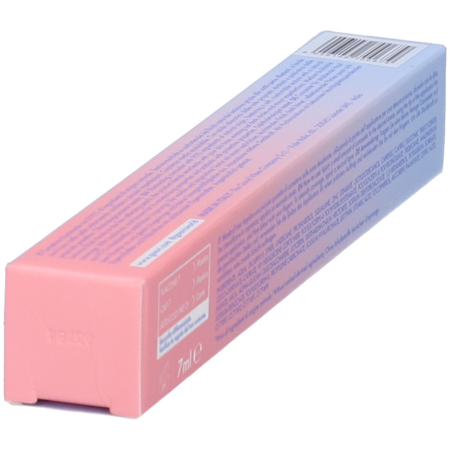 Confezione GOOVI. Scritta: MY GOOD LIGHT, 7ml. Testo con ingredienti. Sfumatura rosa-blu.