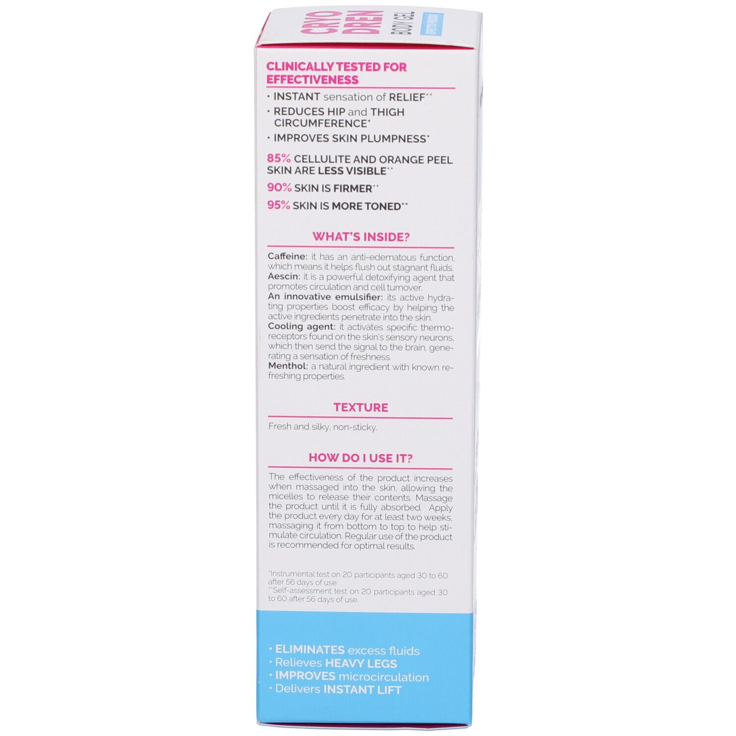 Confezione del prodotto. Testo con informazioni sull'efficacia e gli ingredienti.