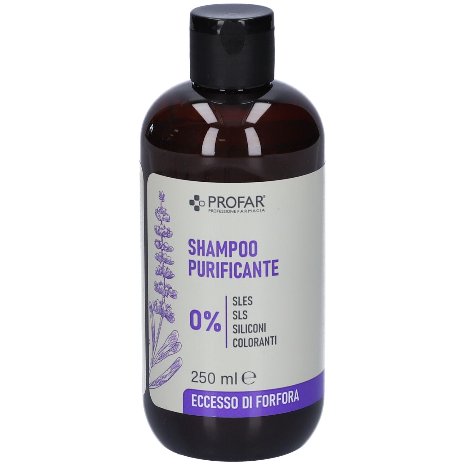 Flacone Shampoo Purificante Profar, 250 ml, 0% SLES, SLS, Siliconi, Coloranti.