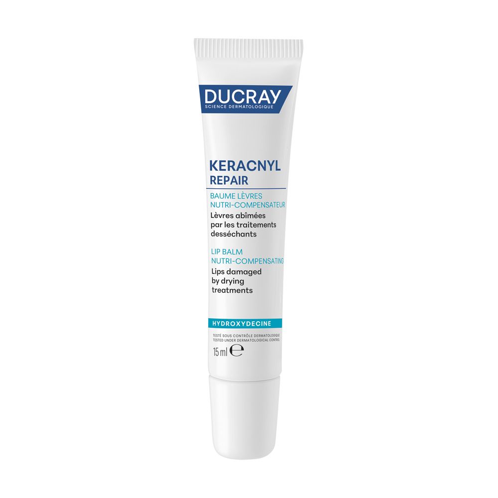 Ducray Keracnyl Repair Balsamo Labbra Compensatore, Ristruttura e Idrata, Labbra screpolate, trattamenti farmacologici disseccanti, 15ml