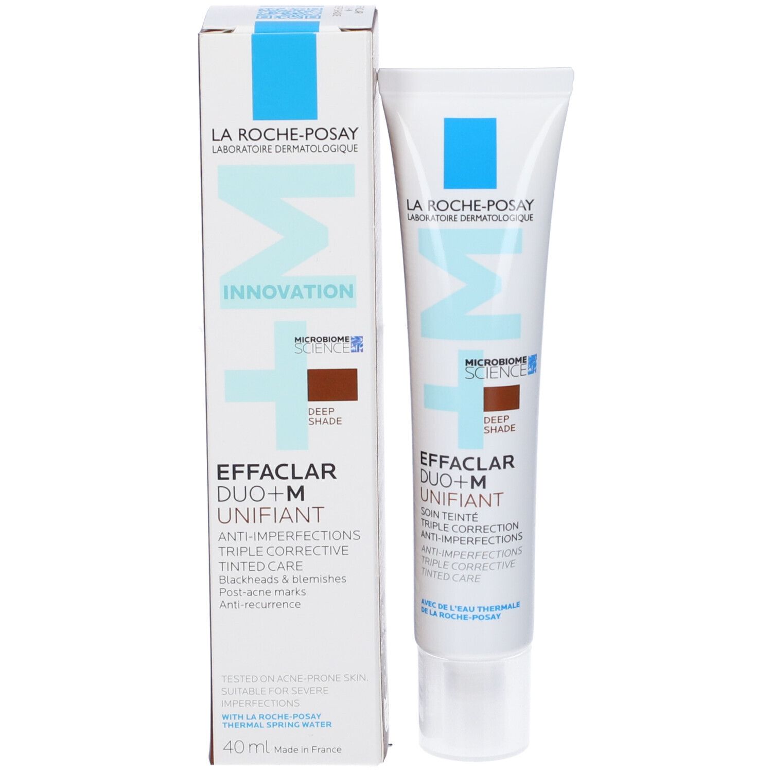 La Roche-Posay Effaclar Duo+M Unifiant Deep trattamento correttivo uniformante e purificante con nuovo attivo phylobioma e niacinamide per pelle mista, grassa o a tendenza acneica 40ml