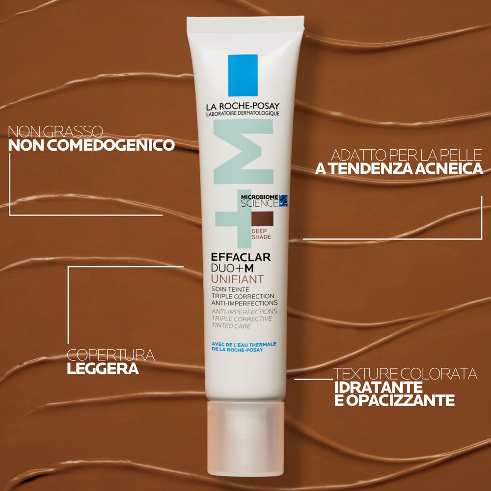 La Roche-Posay Effaclar Duo+M Unifiant Deep trattamento correttivo uniformante e purificante con nuovo attivo phylobioma e niacinamide per pelle mista, grassa o a tendenza acneica 40ml