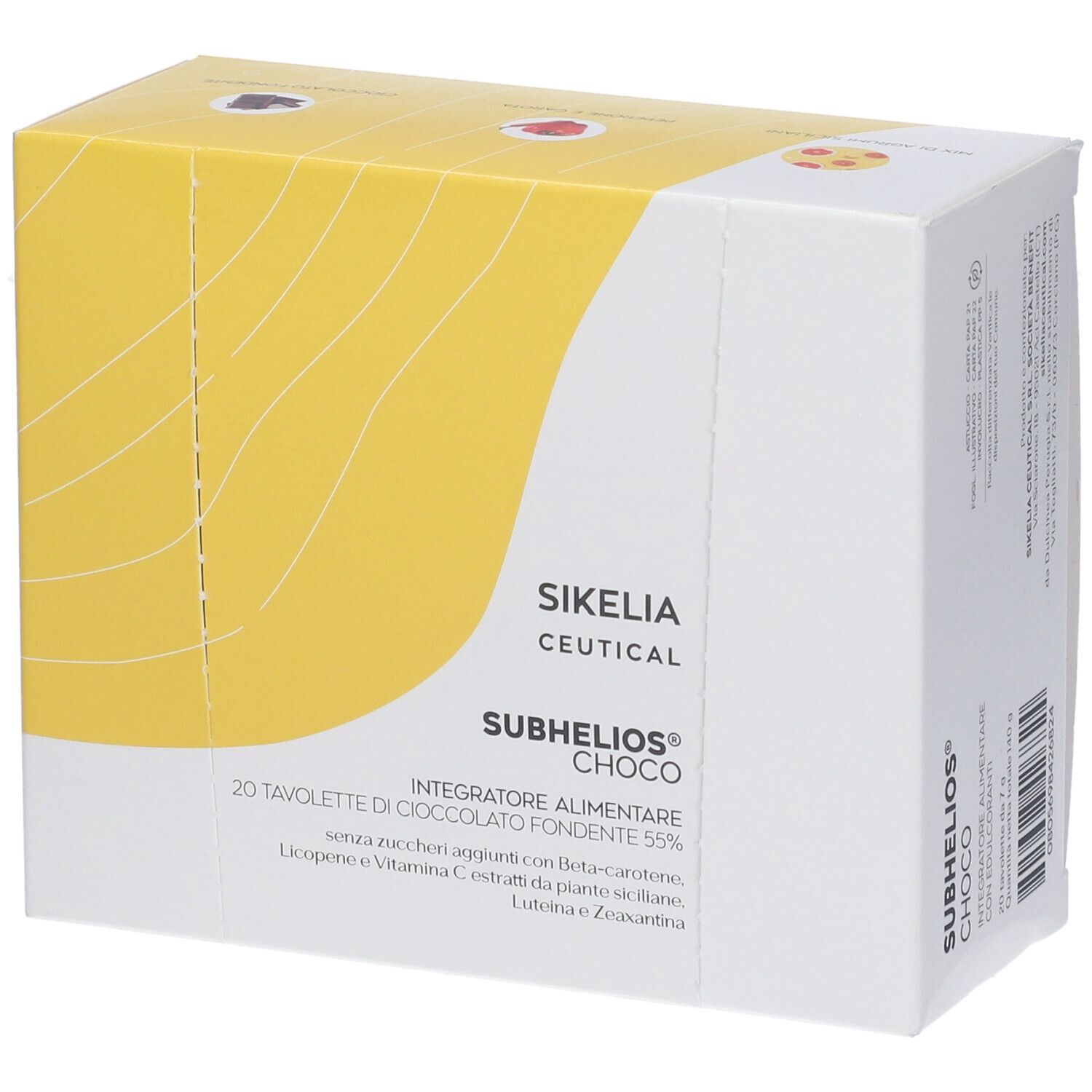 Subhelios Choco 20 Barrette Di Cioccolato Fondente 55% Da 7 G