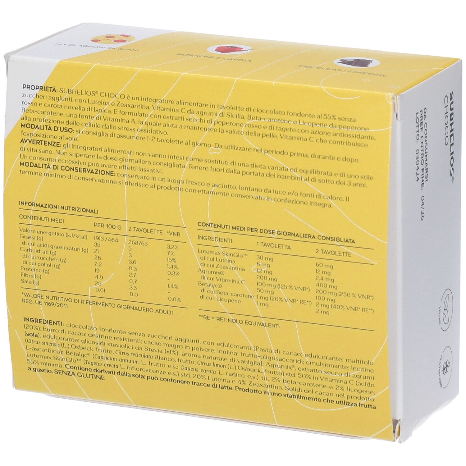 Subhelios Choco 20 Barrette Di Cioccolato Fondente 55% Da 7 G
