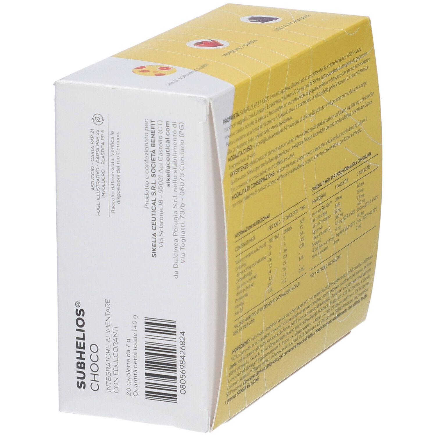 Subhelios Choco 20 Barrette Di Cioccolato Fondente 55% Da 7 G