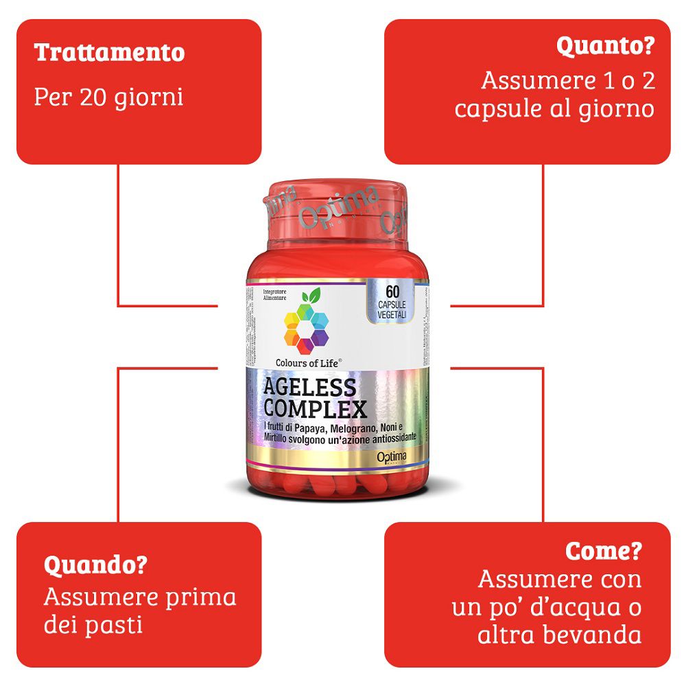 Schema d'uso di Colours of Life Ageless Complex: trattamento, durata, dosaggio, momento.