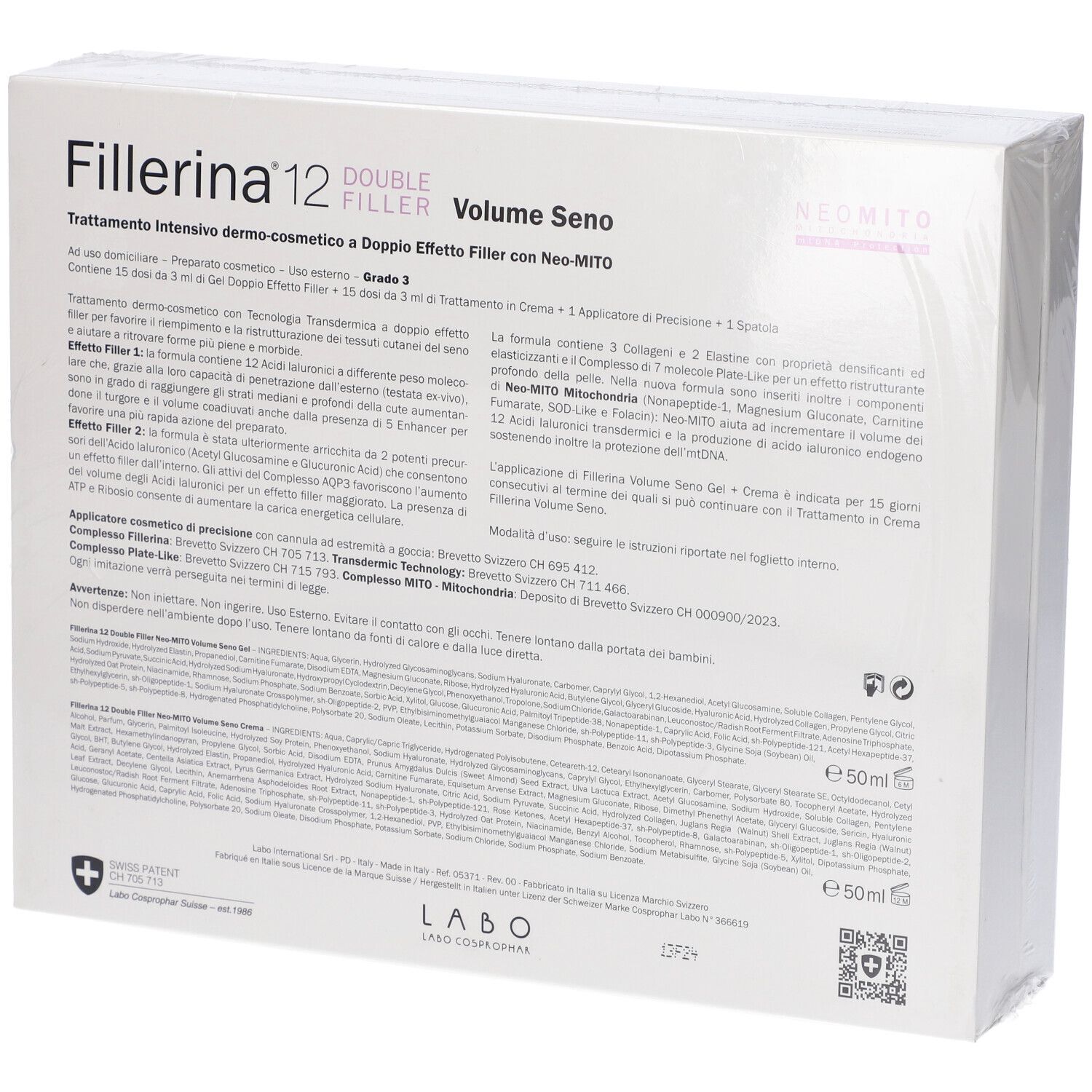 Fillerina Volume Seno 12 Ha Double Filler Neo Mito Trattamento Intensivo Grado 3 Gel 50 ml + Emulsione 50 ml