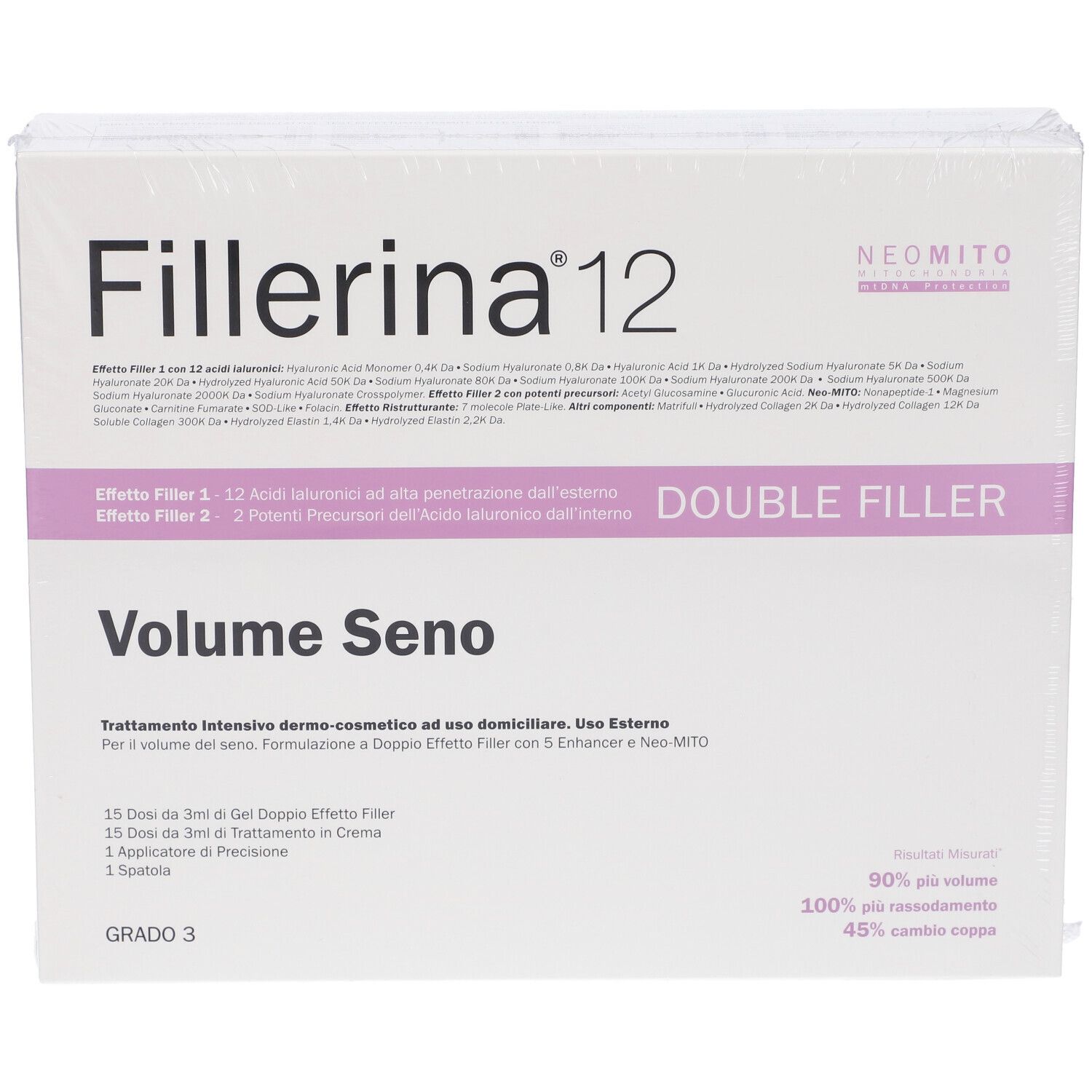 Fillerina Volume Seno 12 Ha Double Filler Neo Mito Trattamento Intensivo Grado 3 Gel 50 ml + Emulsione 50 ml
