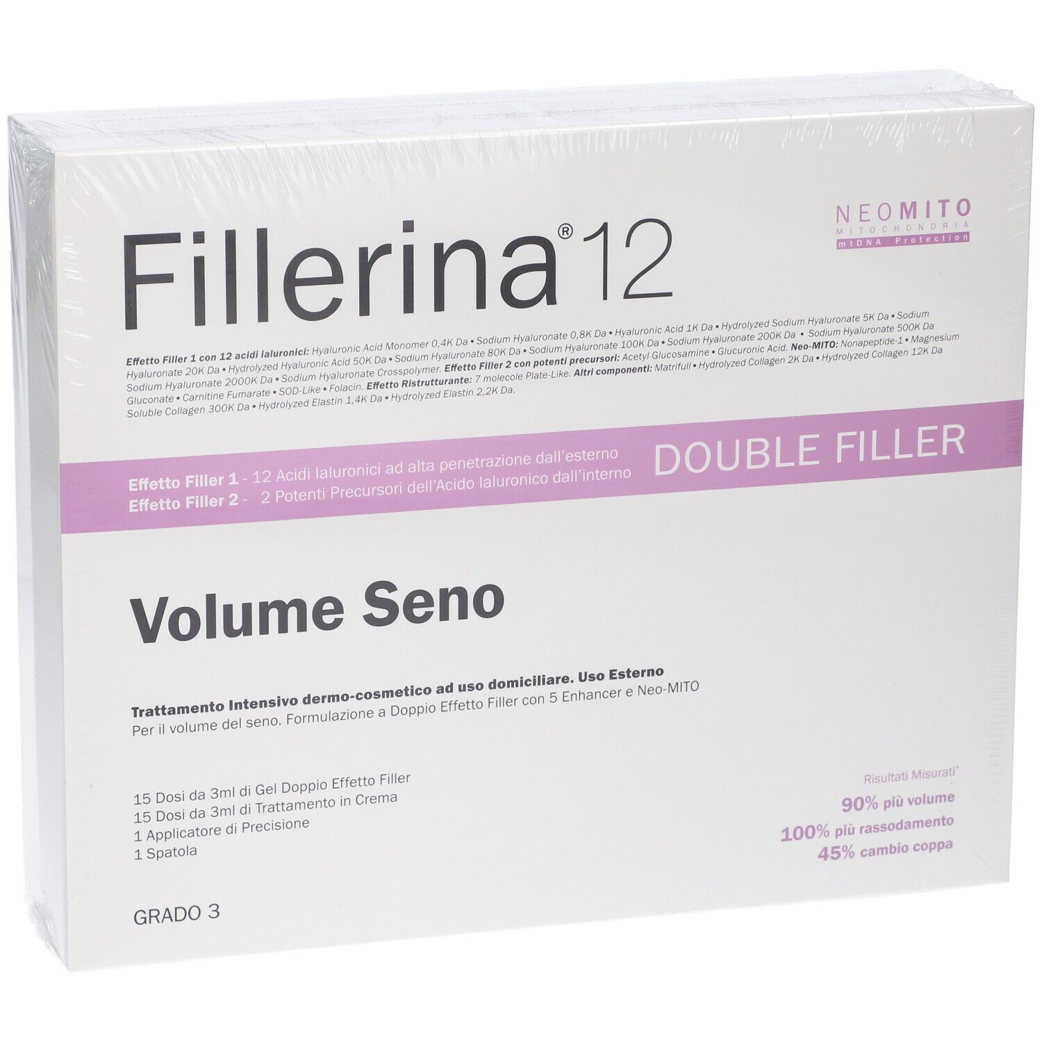 Fillerina Volume Seno 12 Ha Double Filler Neo Mito Trattamento Intensivo Grado 3 Gel 50 ml + Emulsione 50 ml