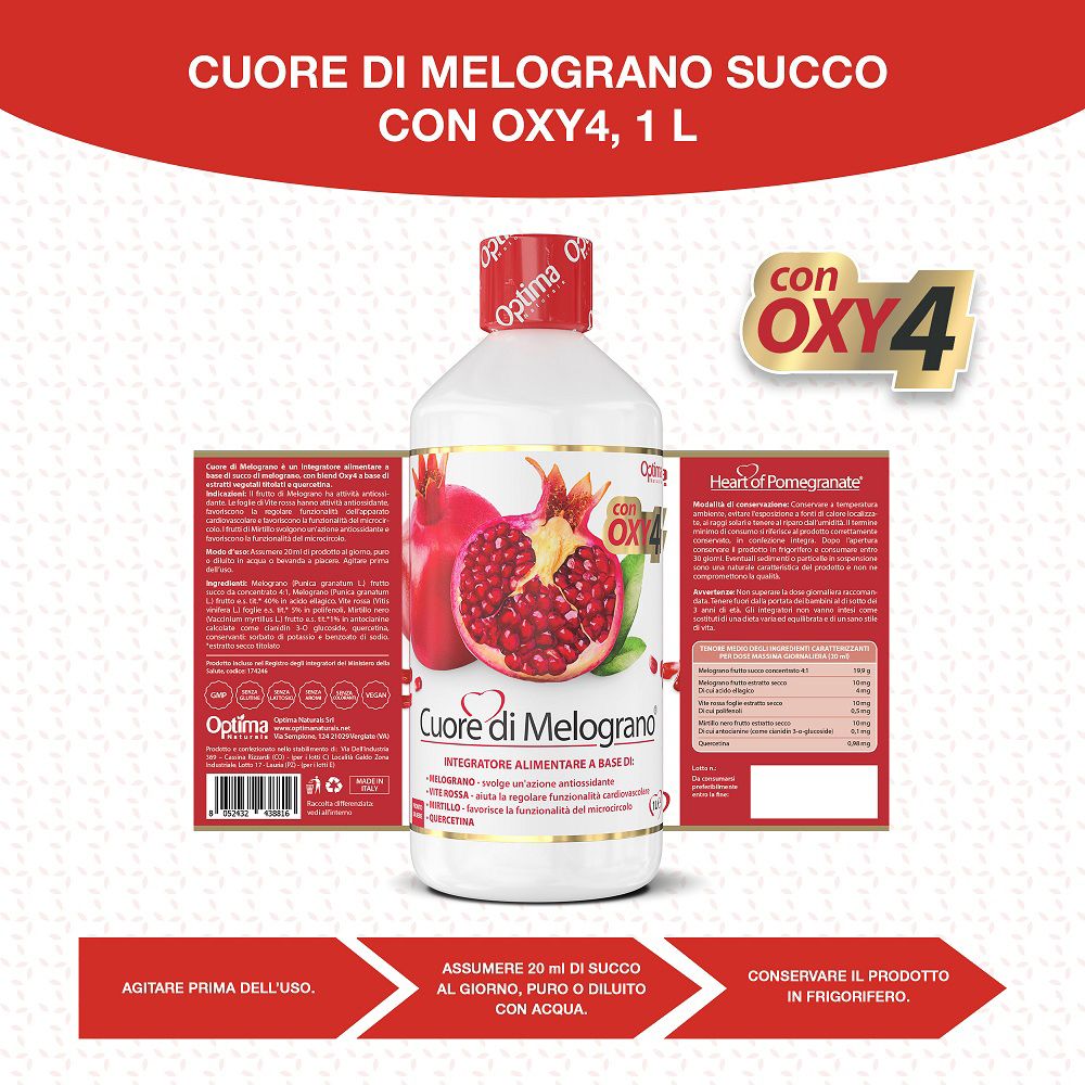 Informazioni sul prodotto: flacone, etichette, sigilli (Vegano, Senza Glutine, Senza Lattosio, GMP, ISO 9001).