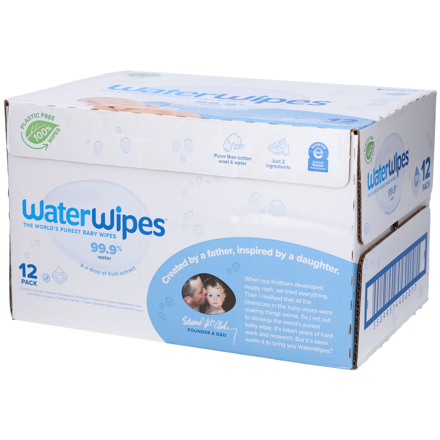WaterWipes Original Salviette per Bambini 12 x 60 Salviette