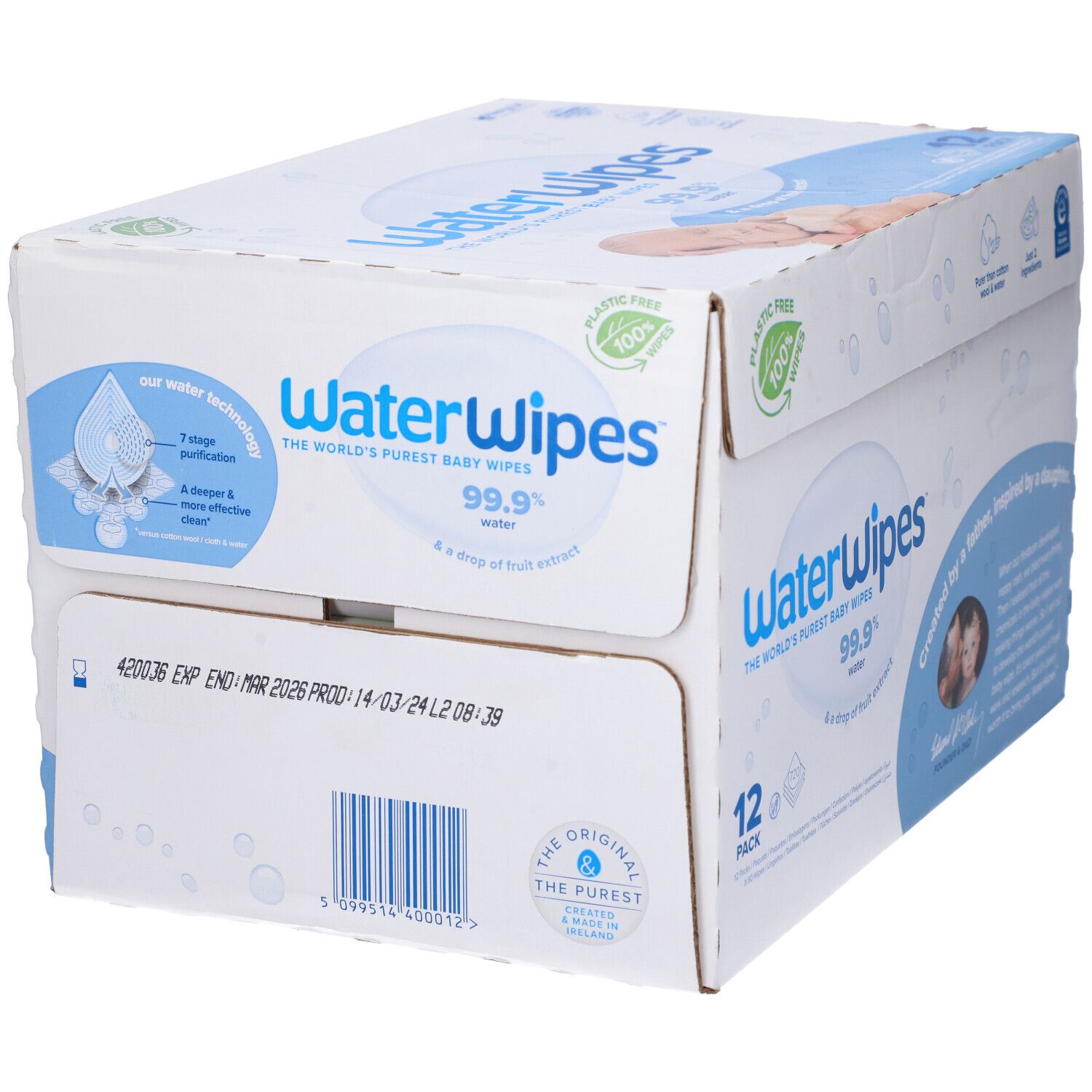 WaterWipes Original Salviette per Bambini 12 x 60 Salviette